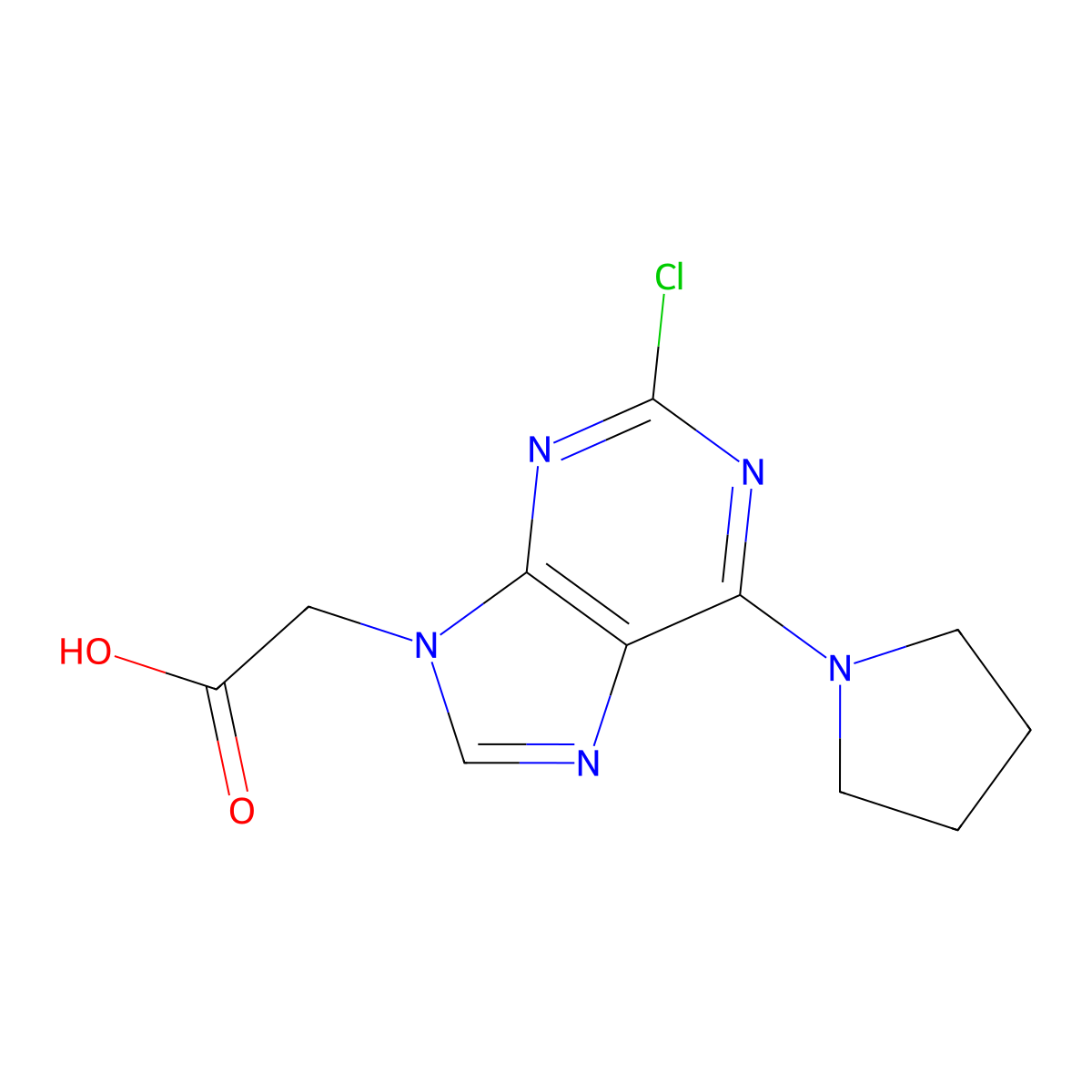 (2-Chloro-6-pyrrolidin-1-yl-9H-purin-9-yl)acetic acid molecular structure, CAS 1374407-87-0