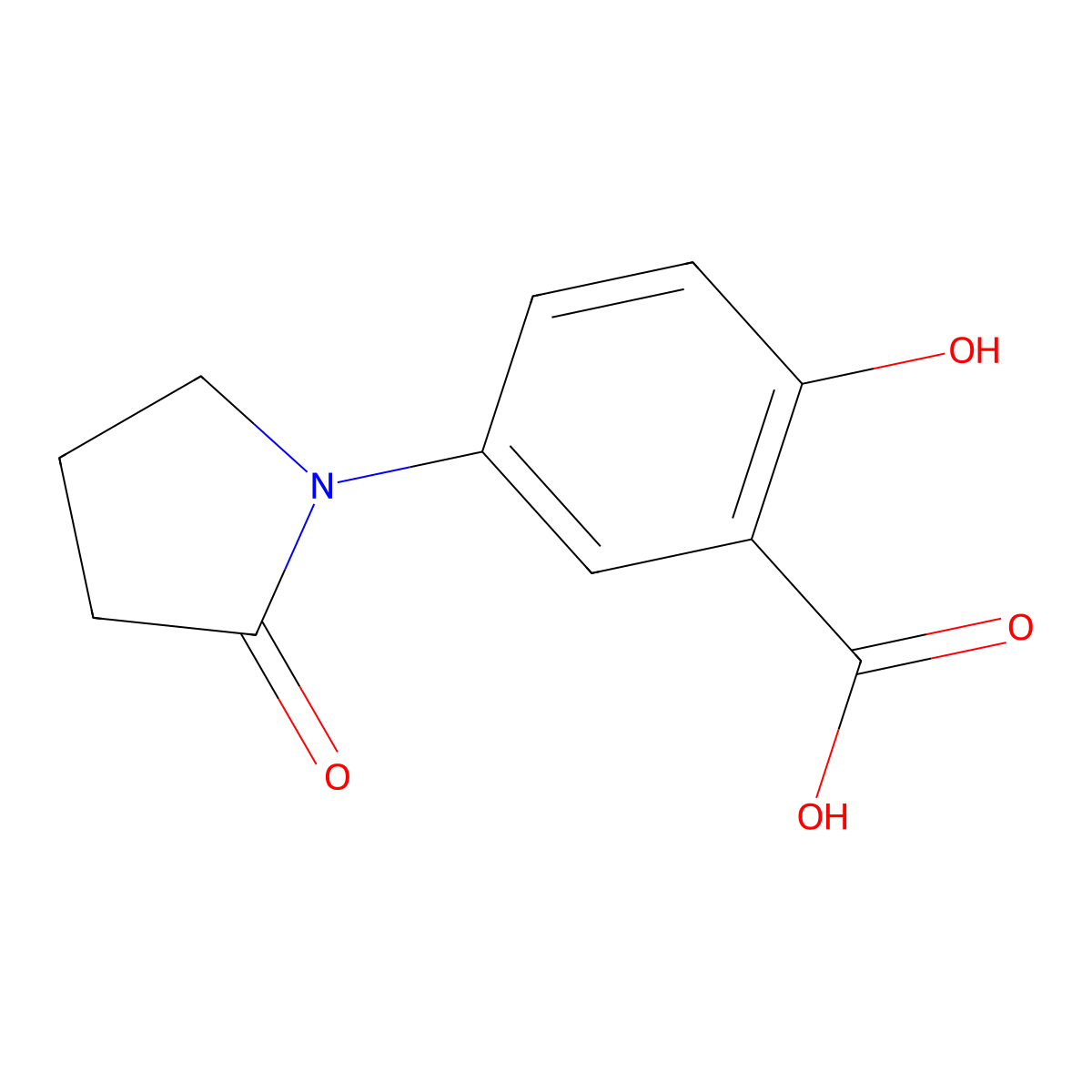 2-Hydroxy-5-(2-oxopyrrolidin-1-yl)benzoic acid molecular structure, CAS 1374407-89-2