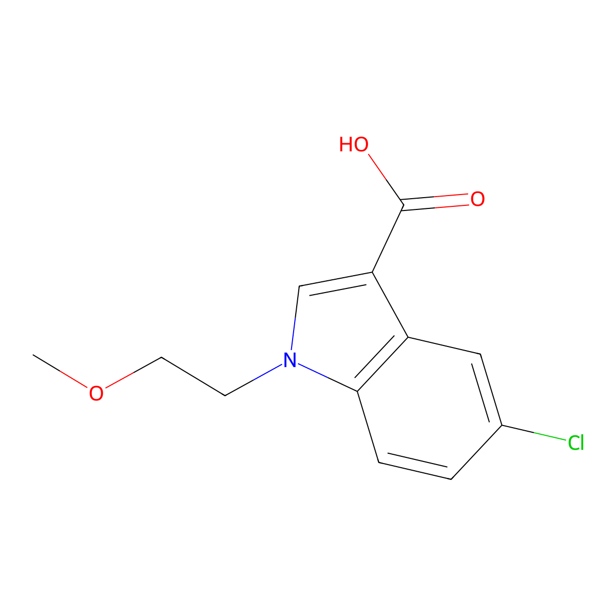 5-chloro-1-(2-methoxyethyl)-1H-indole-3-carboxylic acid molecular structure, CAS 1374407-91-6