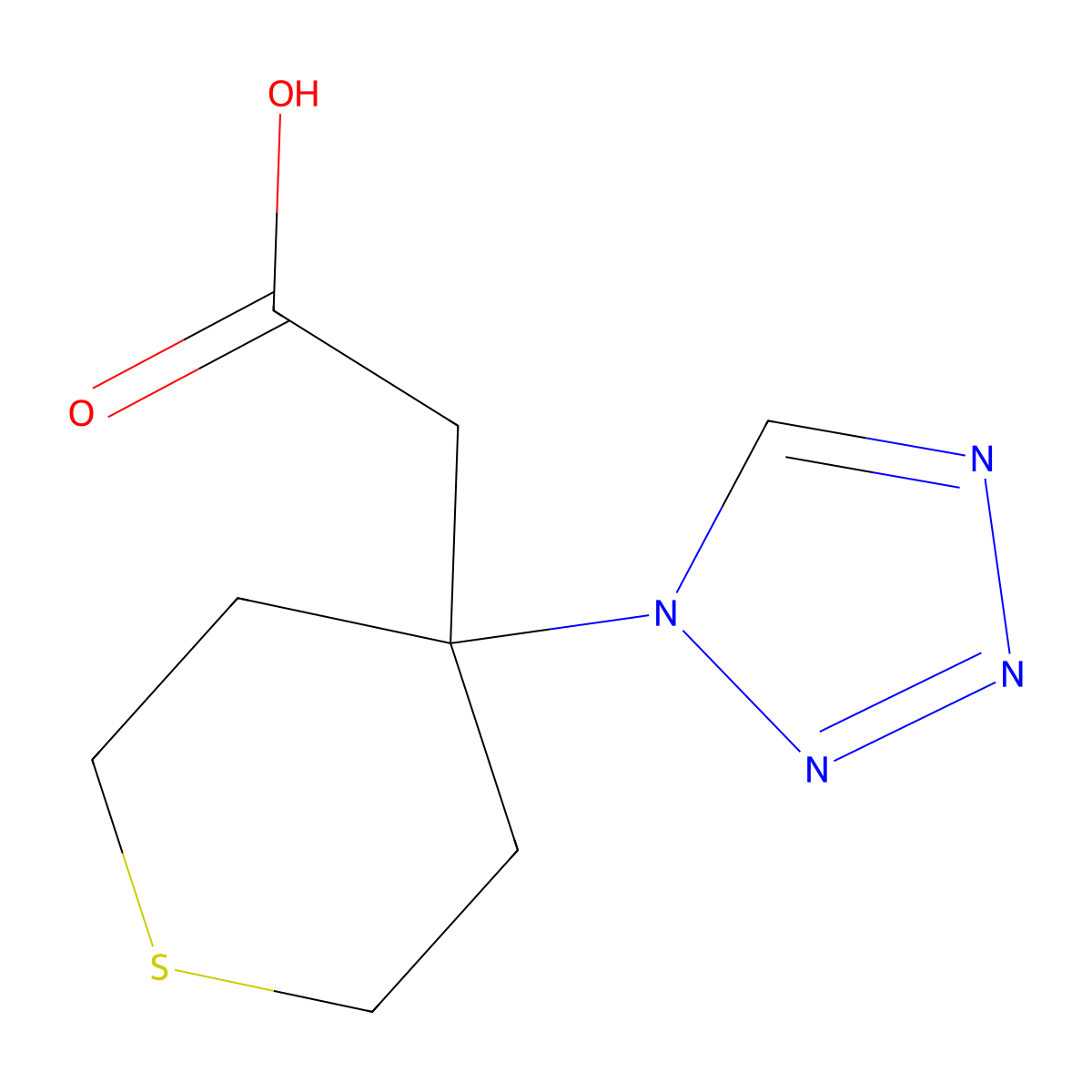 [4-(1H-tetrazol-1-yl)tetrahydro-2H-thiopyran-4-yl]acetic acid molecular structure, CAS 1374407-93-8