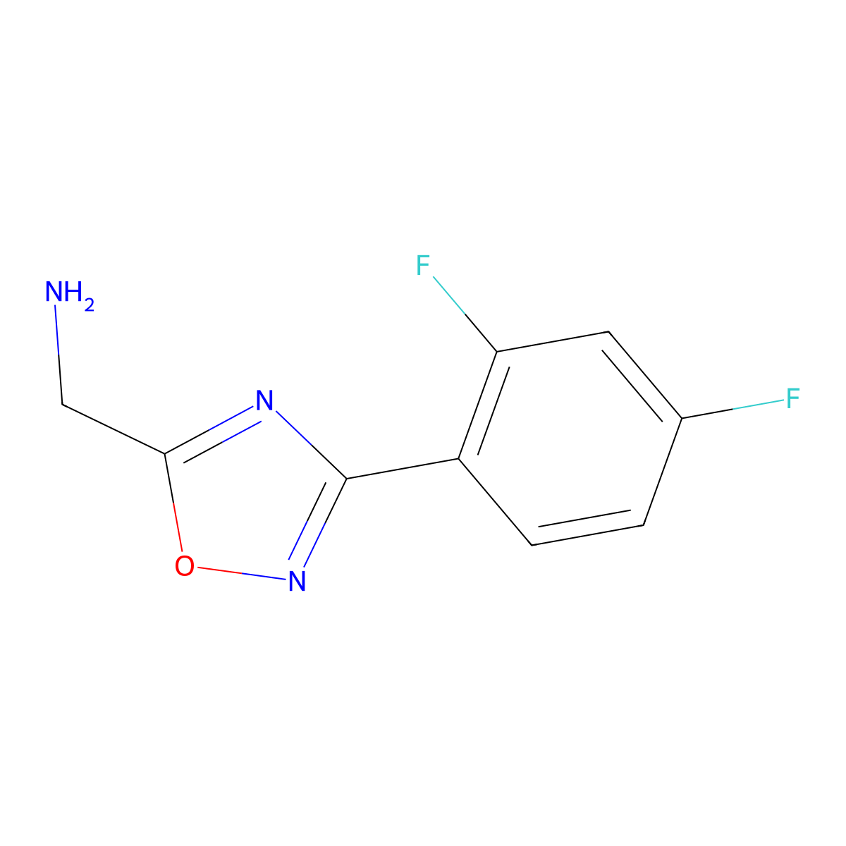 1-[3-(2,4-Difluorophenyl)-1,2,4-oxadiazol-5-yl]methanamine molecular structure, CAS 1374408-17-9