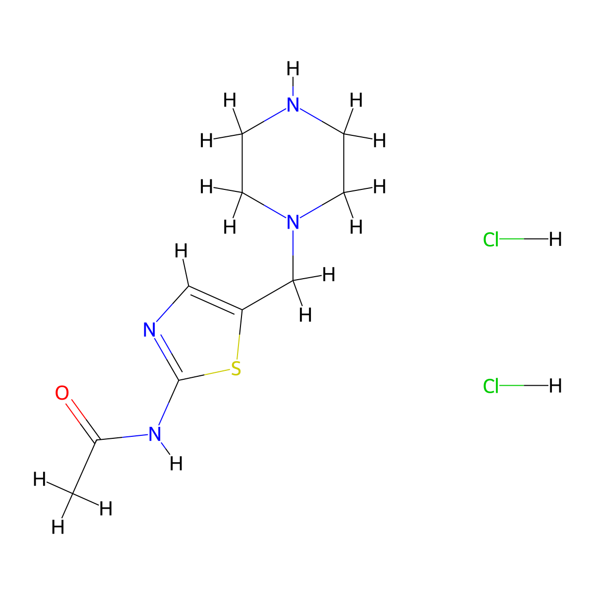 N-(5-(piperazin-1-ylmethyl)thiazol-2-yl)acetamide dihydrochloride molecular structure, CAS 1374408-24-8