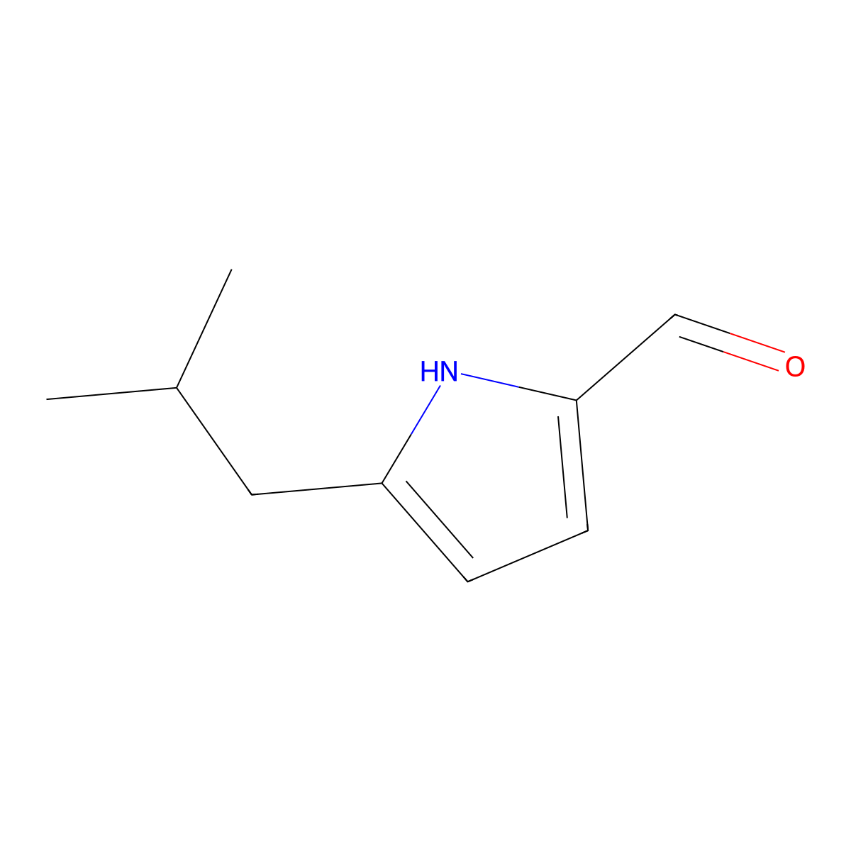 5-(2-methylpropyl)-1H-pyrrole-2-carbaldehyde molecular structure, CAS 1374408-26-0