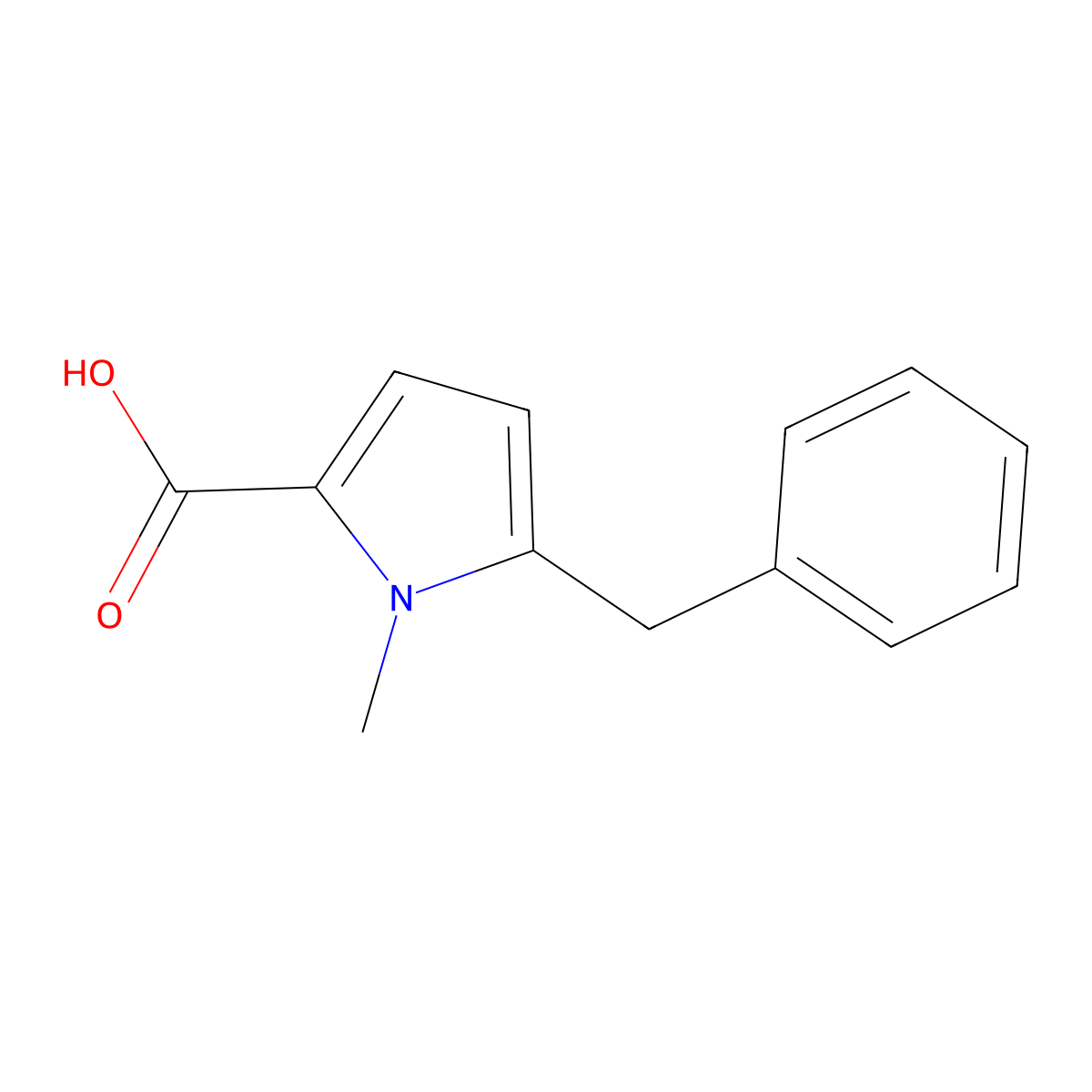 5-benzyl-1-methyl-1H-pyrrole-2-carboxylic acid molecular structure, CAS 1374408-28-2