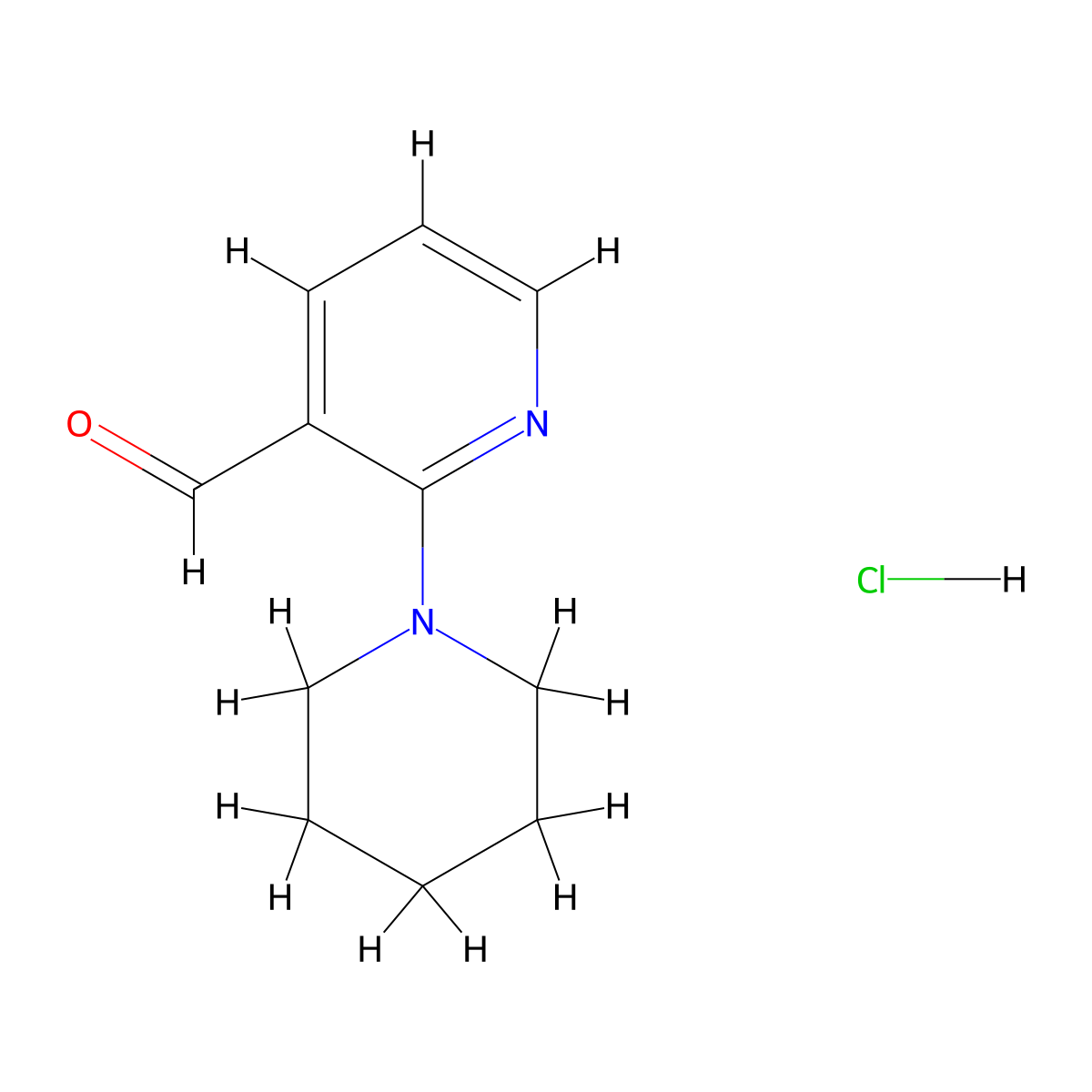 2-(Piperidin-1-yl)nicotinaldehyde hydrochloride molecular structure, CAS 1374408-36-2