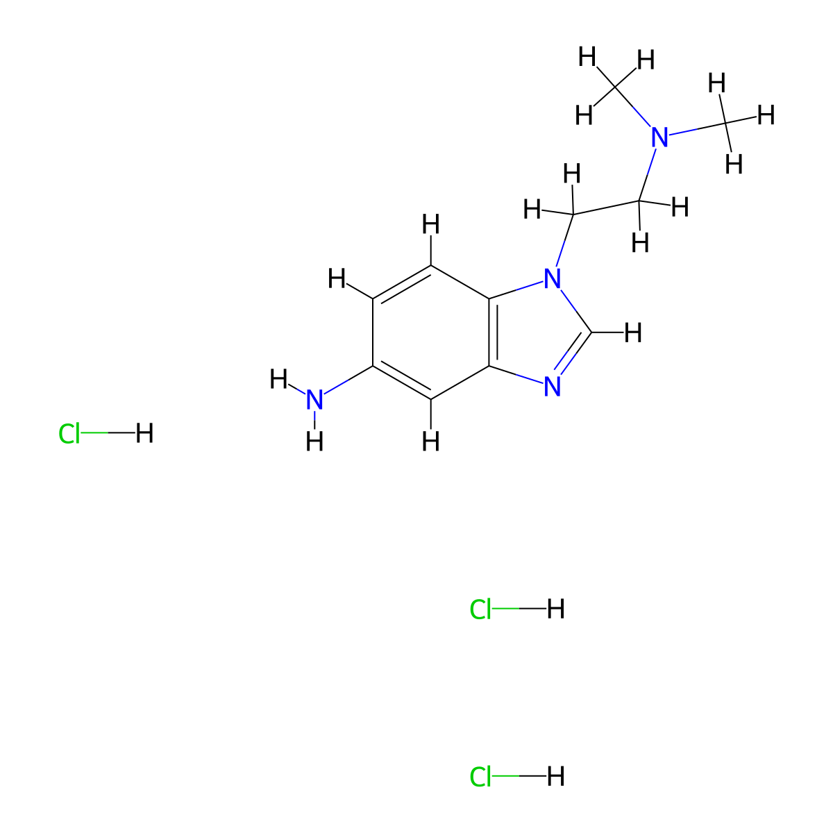 1-(2-(dimethylamino)ethyl)-1H-benzo[d]imidazol-5-amine trihydrochloride molecular structure, CAS 1374408-38-4