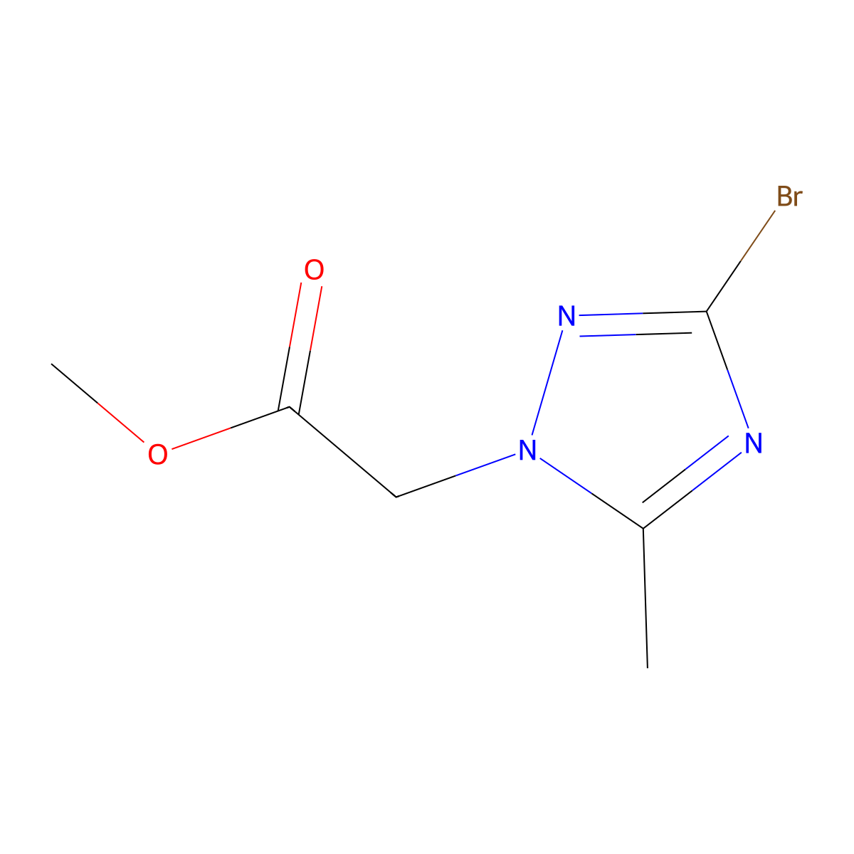 methyl 2-(3-bromo-5-methyl-1H-1,2,4-triazol-1-yl)acetate molecular structure, CAS 1374408-47-5