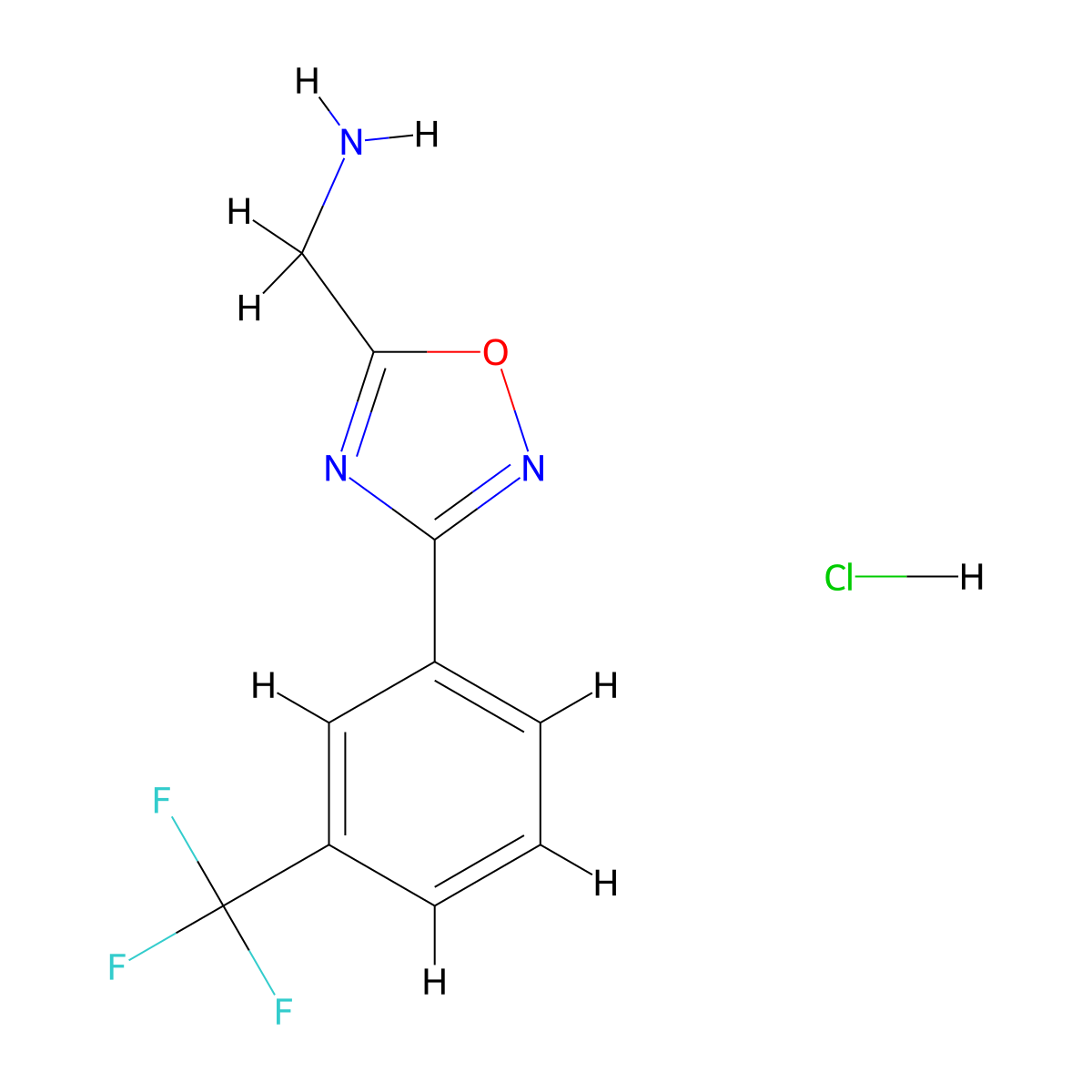 (3-(3-(Trifluoromethyl)phenyl)-1,2,4-oxadiazol-5-yl)methanamine hydrochloride molecular structure, CAS 1374408-49-7