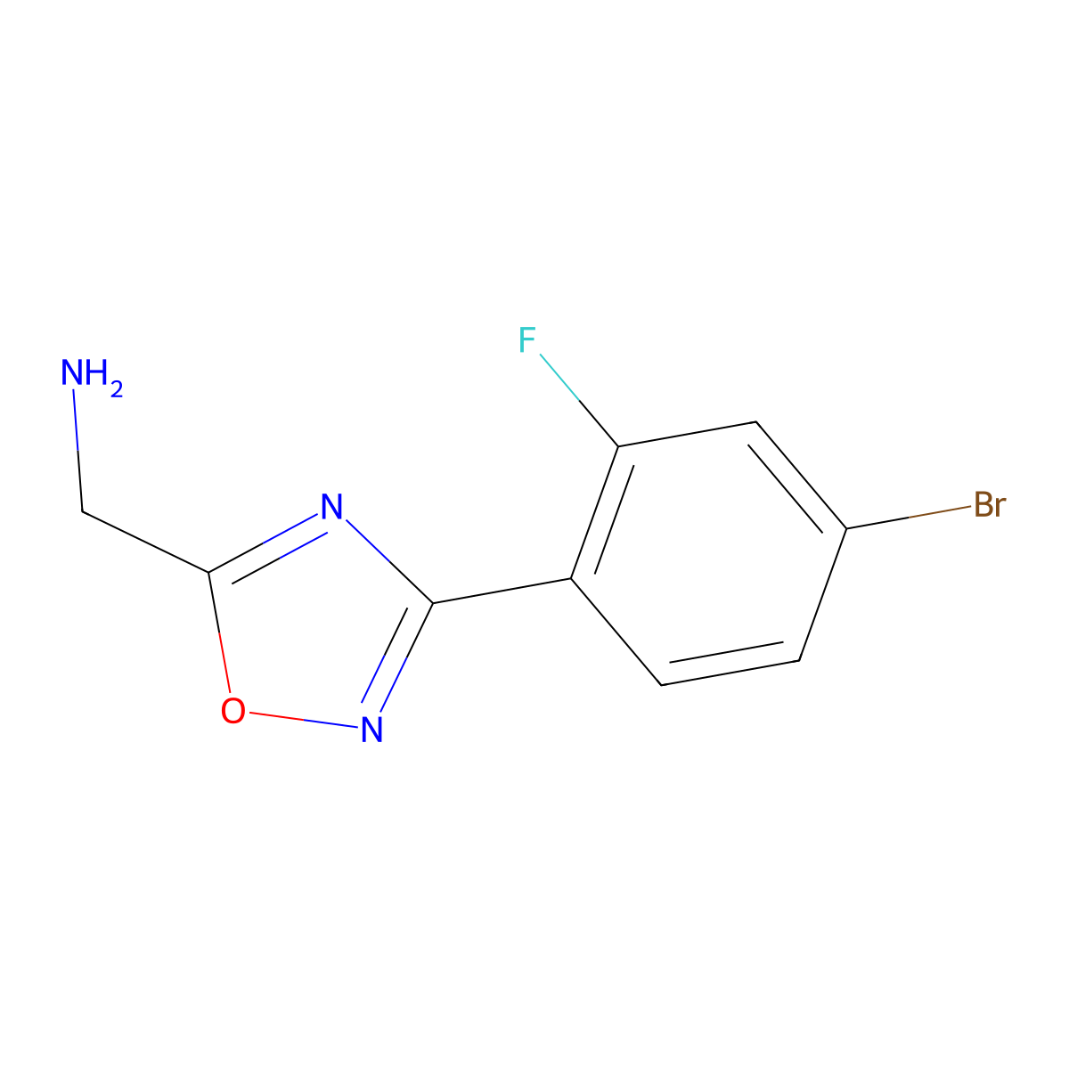 1-[3-(4-Bromo-2-fluorophenyl)-1,2,4-oxadiazol-5-yl]methanamine molecular structure, CAS 1374408-51-1