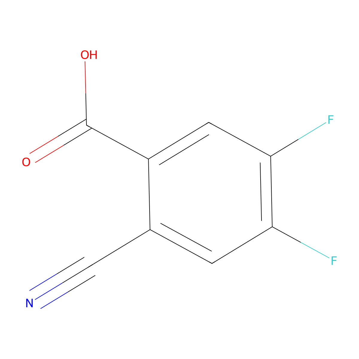 2-Cyano-4,5-difluorobenzoic acid molecular structure, CAS 1374443-76-1