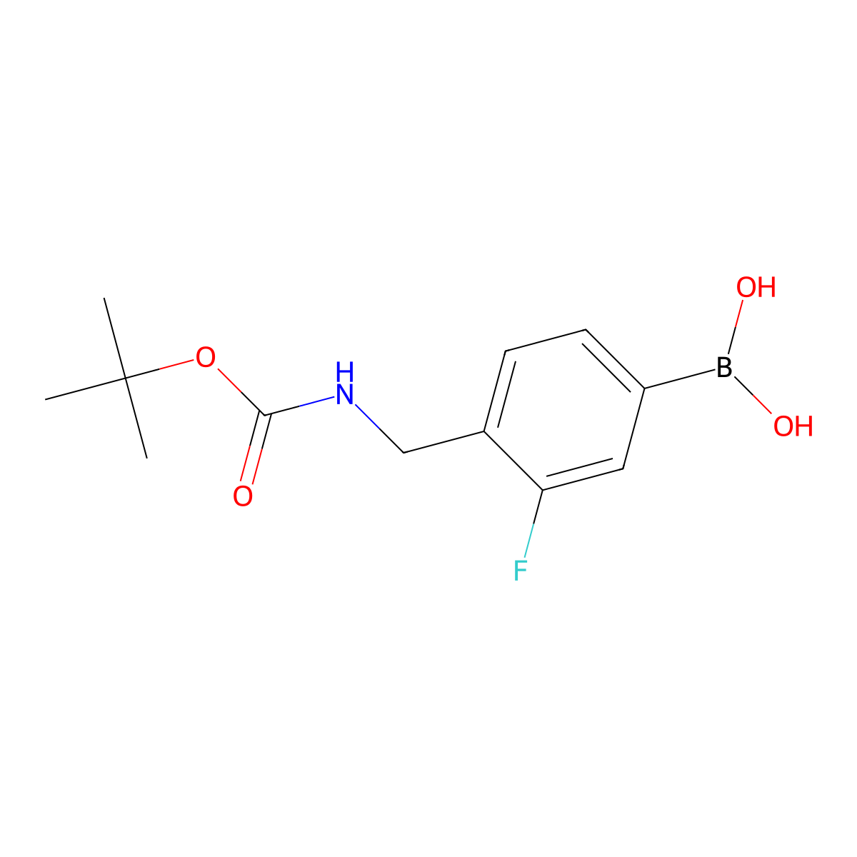 (4-(((tert-Butoxycarbonyl)amino)methyl)-3-fluorophenyl)boronic acid molecular structure, CAS 1374451-80-5