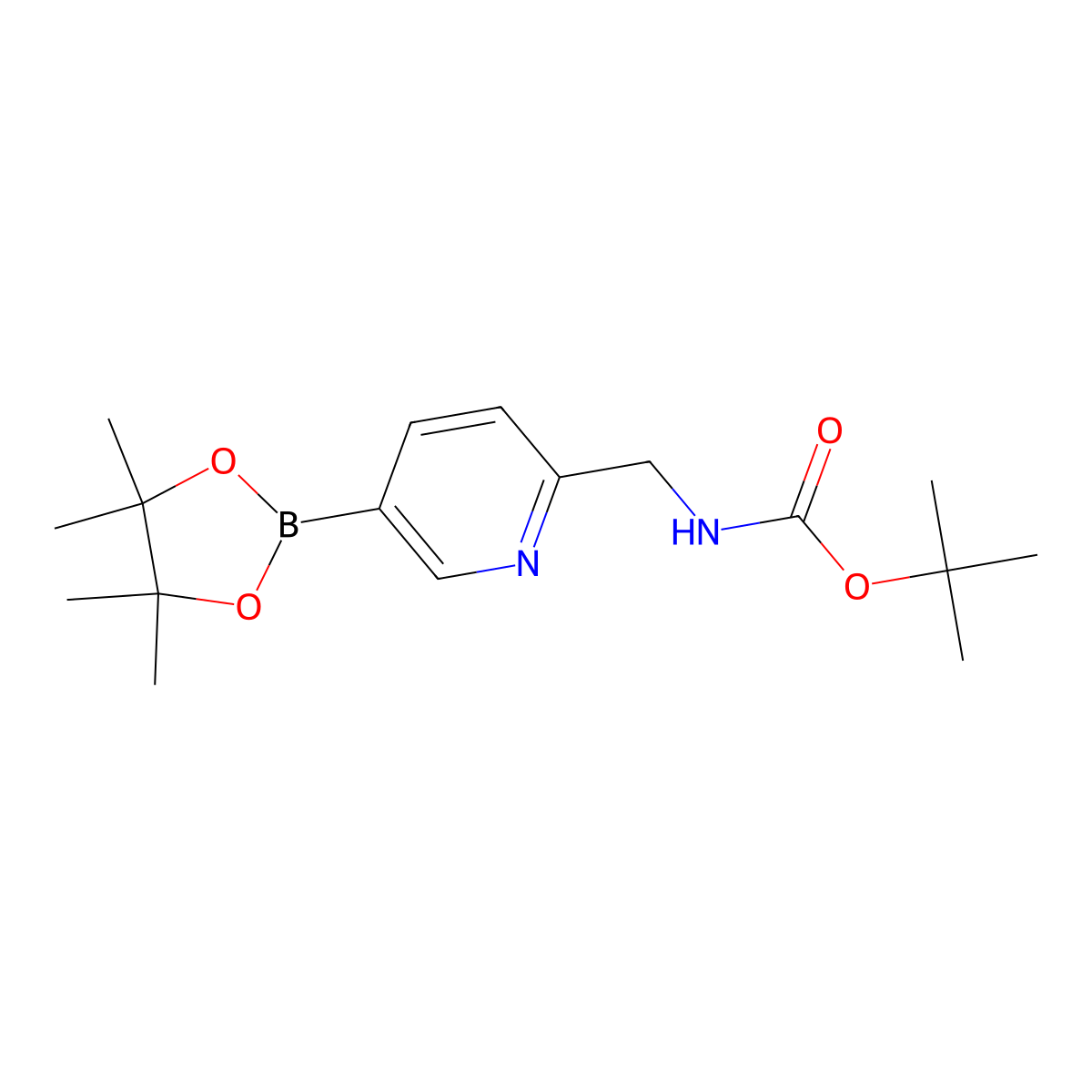 tert-Butyl ((5-(4,4,5,5-tetramethyl-1,3,2-dioxaborolan-2-yl)pyridin-2-yl)methyl)carbamate molecular structure, CAS 1374451-83-8