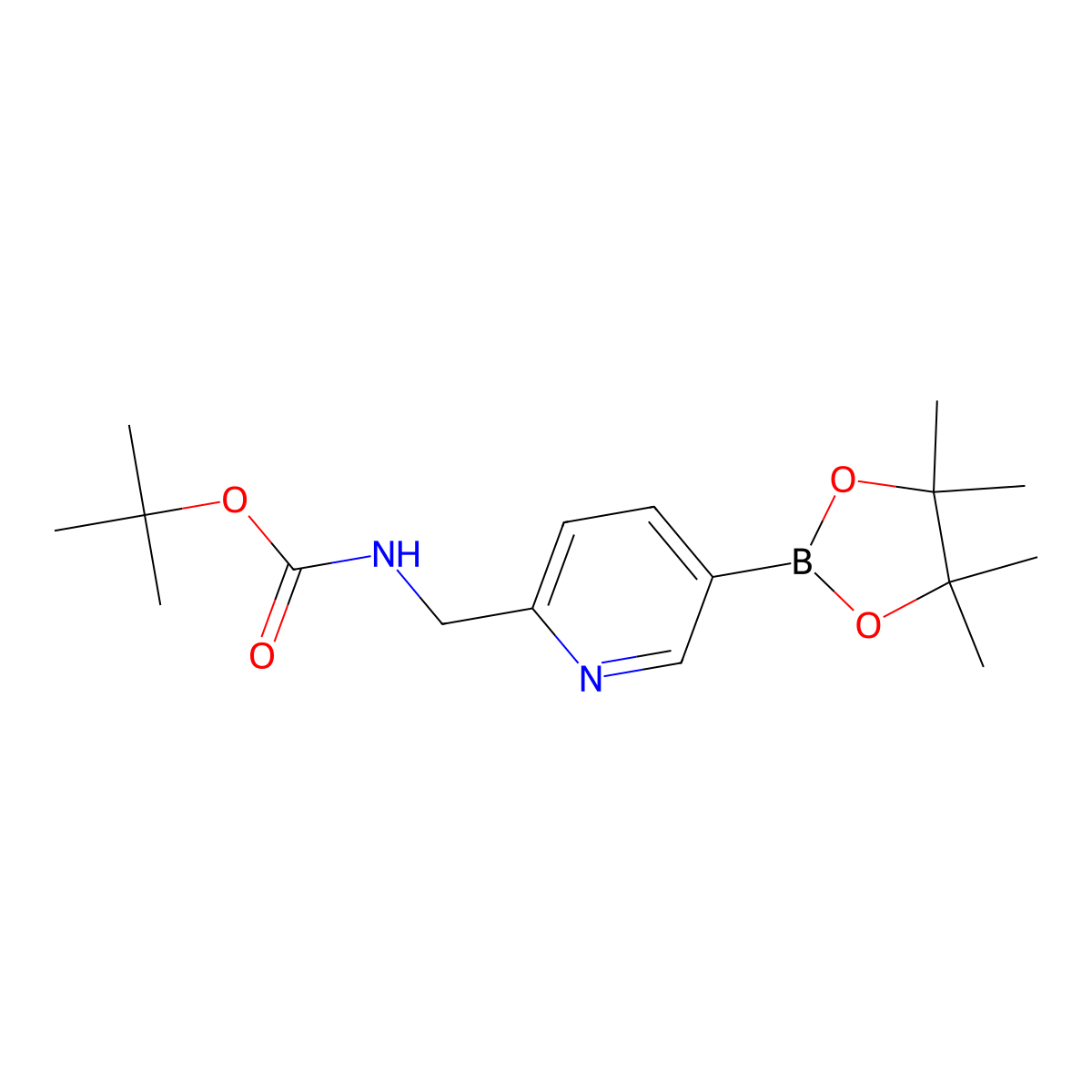 tert-Butyl ((5-(4,4,5,5-tetramethyl-1,3,2-dioxaborolan-2-yl)pyridin-2-yl)methyl)carbamate molecular structure, CAS 1374451-83-8