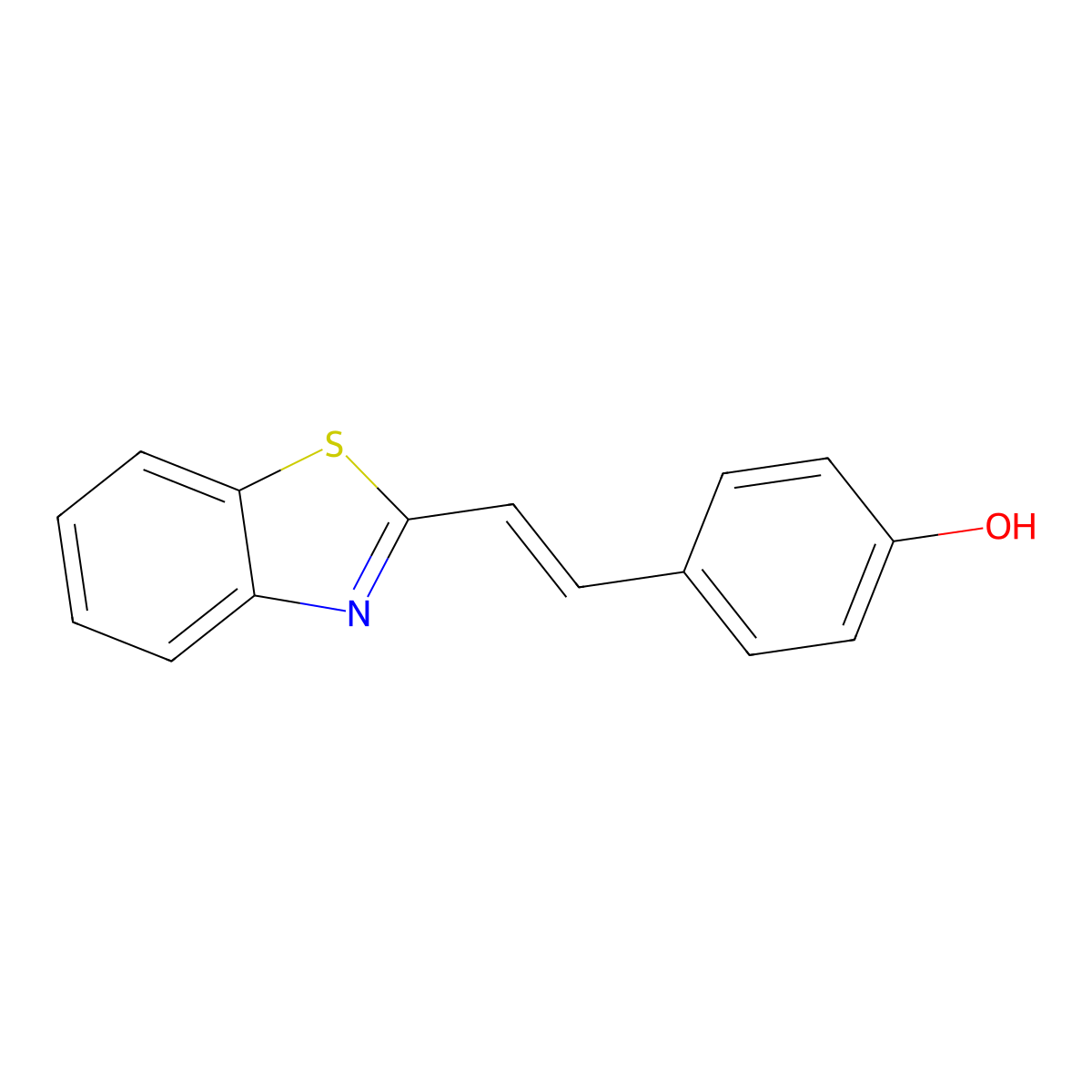 4-((1E)-2-benzothiazol-2-ylvinyl)phenol molecular structure, CAS 137449-43-5