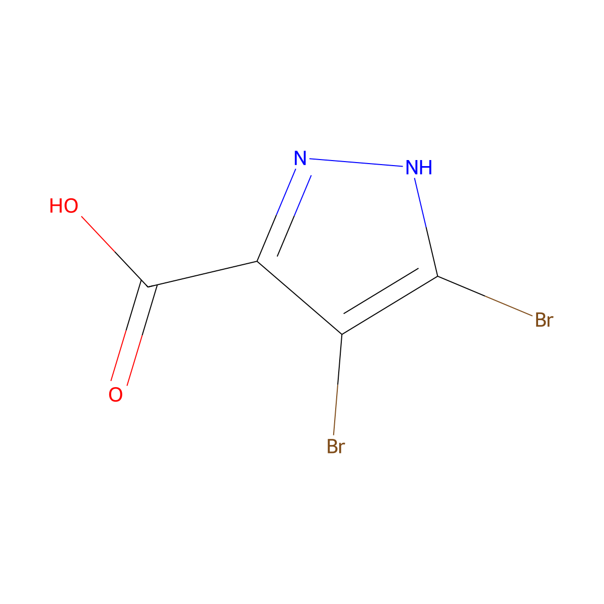 3,4-dibromo-1H-pyrazole-5-carboxylic acid molecular structure, CAS 13745-16-9