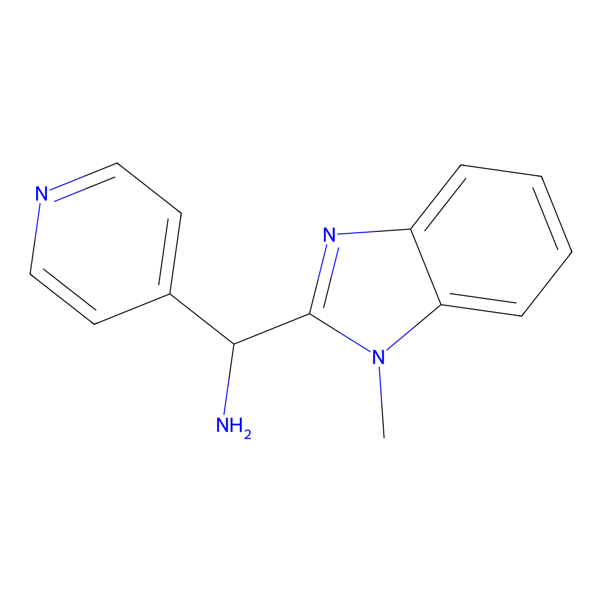(1-Methyl-1H-benzo[d]imidazol-2-yl)(pyridin-4-yl)methanamine molecular structure, CAS 13745-30-7