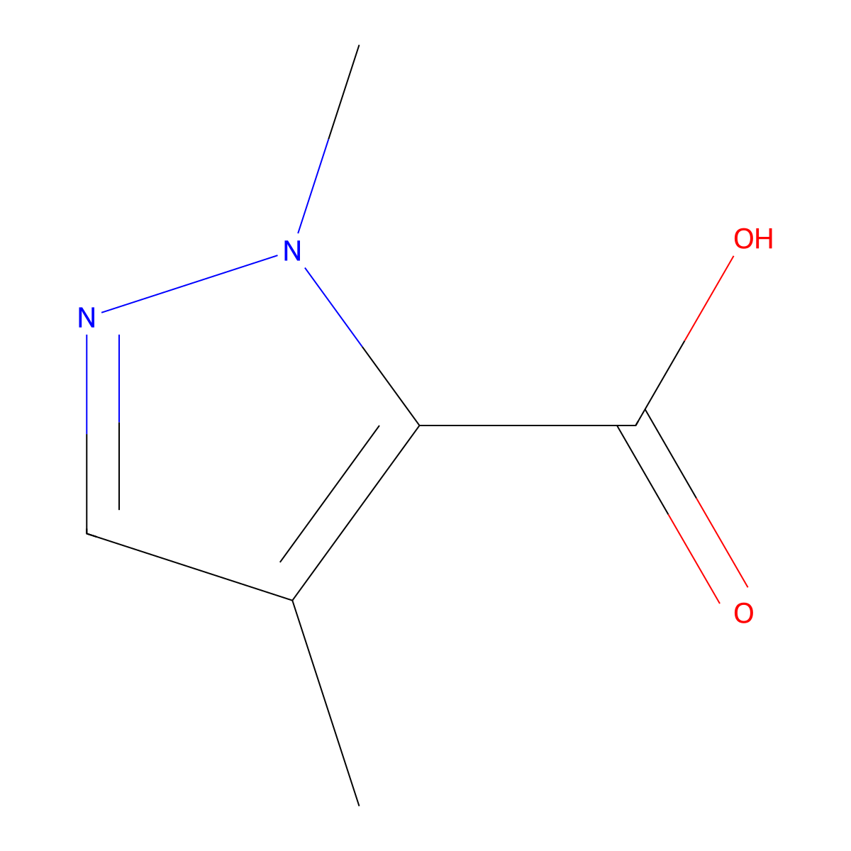 1,4-dimethyl-1H-pyrazole-5-carboxylic acid molecular structure, CAS 13745-58-9