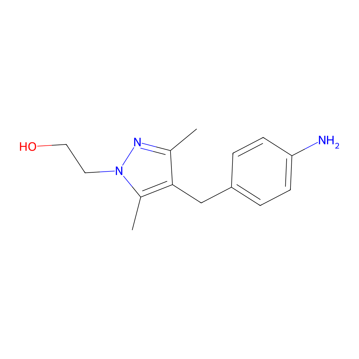 2-[4-(4-aminobenzyl)-3,5-dimethyl-1H-pyrazol-1-yl]ethanol molecular structure, CAS 1374506-02-1