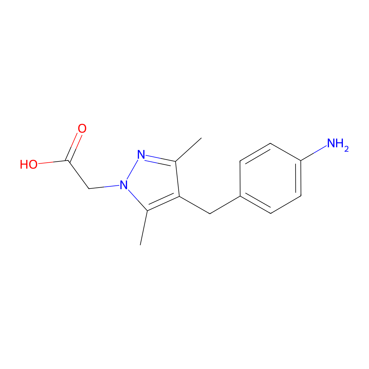 [4-(4-aminobenzyl)-3,5-dimethyl-1H-pyrazol-1-yl]acetic acid molecular structure, CAS 1374506-03-2