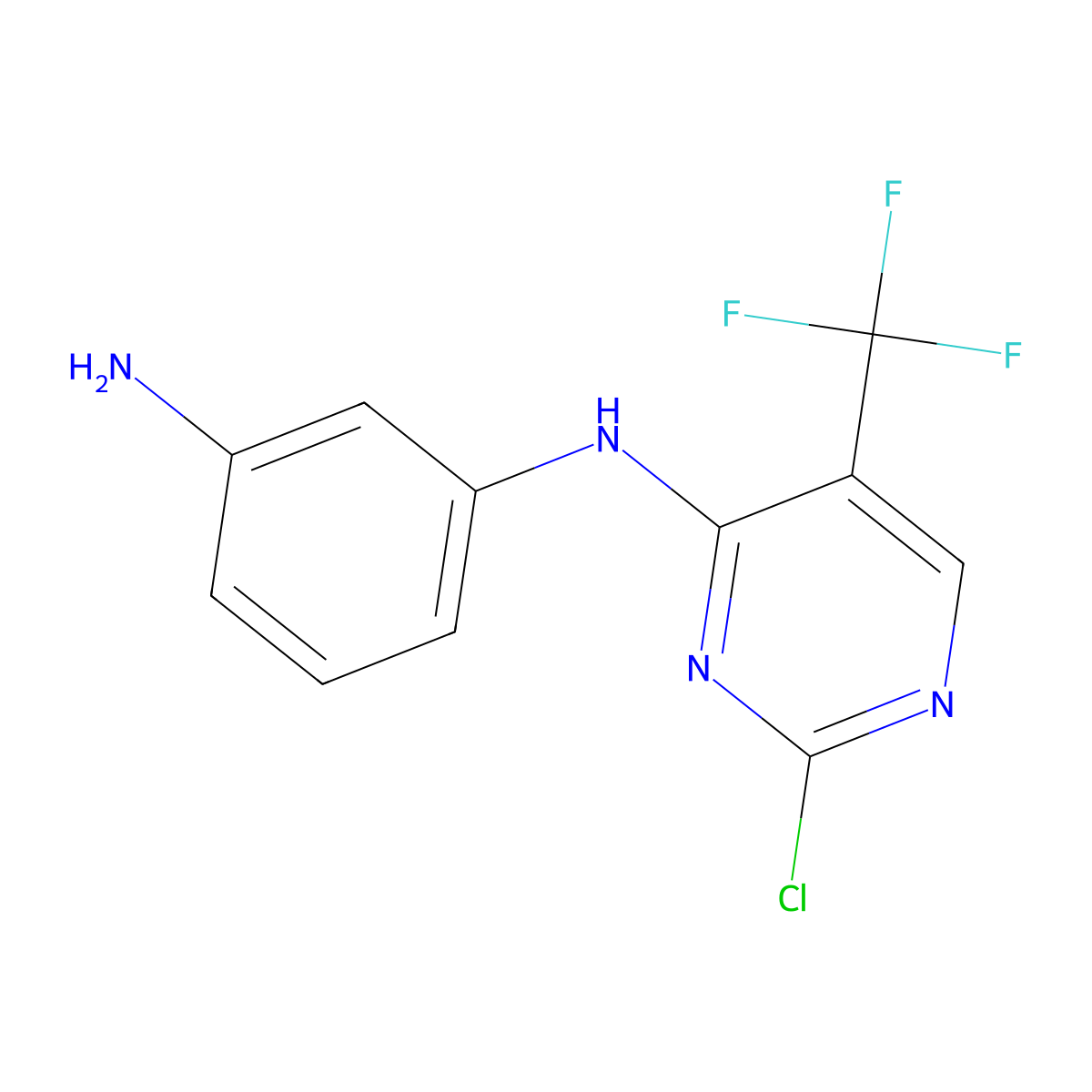N1-(2-Chloro-5-(trifluoromethyl)pyrimidin-4-yl)benzene-1,3-diamine molecular structure, CAS 1374507-24-0