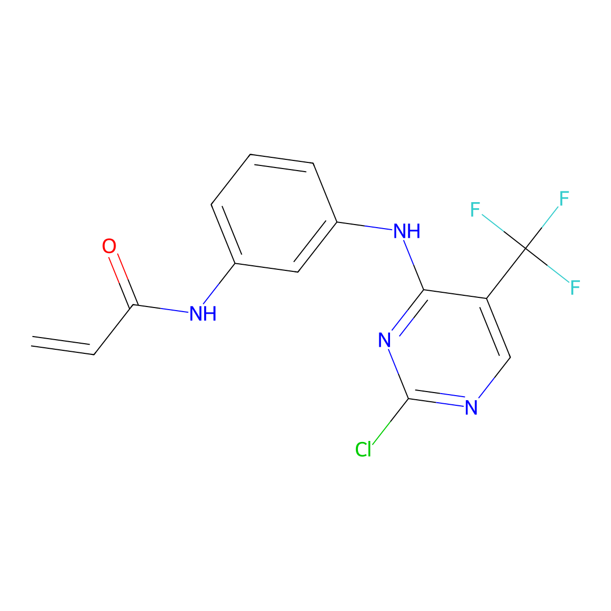 N-(3-((2-Chloro-5-(trifluoromethyl)pyrimidin-4-yl)amino)phenyl)acrylamide molecular structure, CAS 1374507-25-1