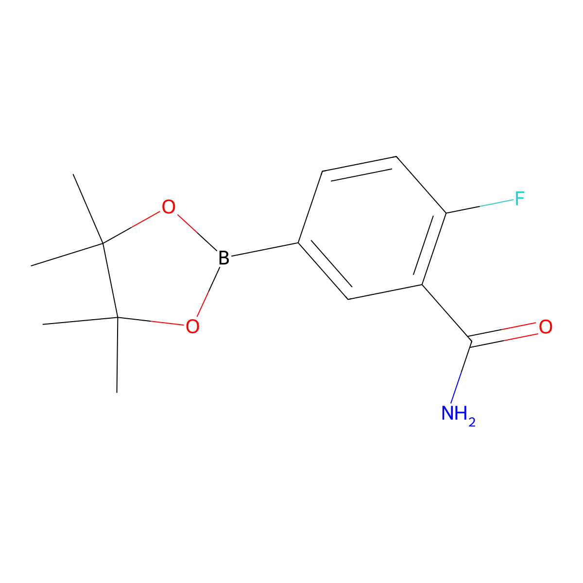 2-Fluoro-5-(4,4,5,5-tetramethyl-1,3,2-dioxaborolan-2-yl)benzamide molecular structure, CAS 1374508-59-4
