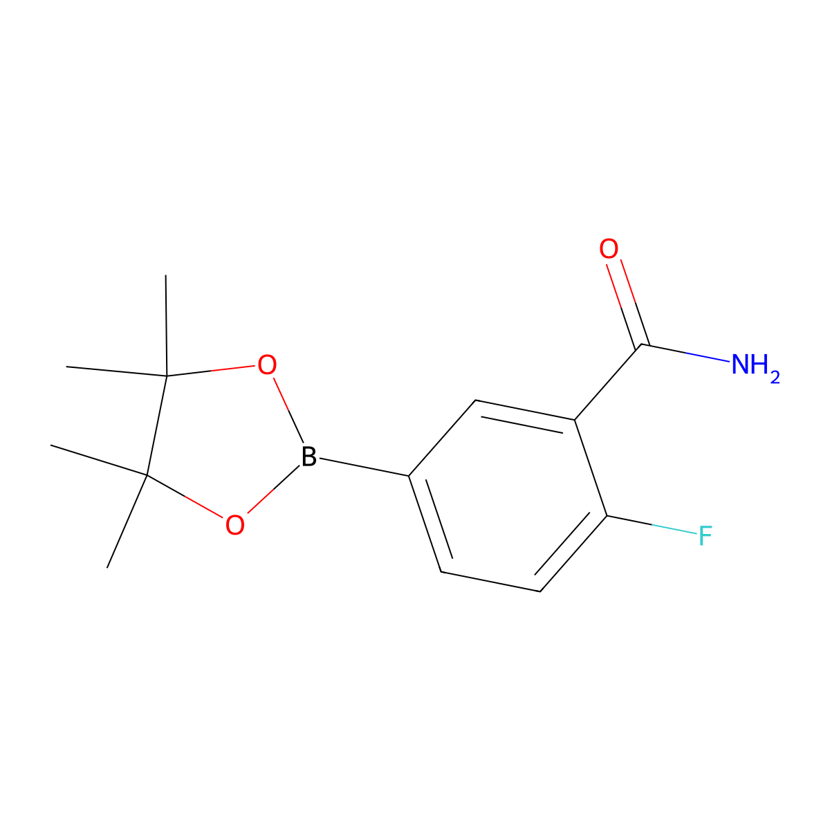 2-Fluoro-5-(4,4,5,5-tetramethyl-1,3,2-dioxaborolan-2-yl)benzamide molecular structure, CAS 1374508-59-4