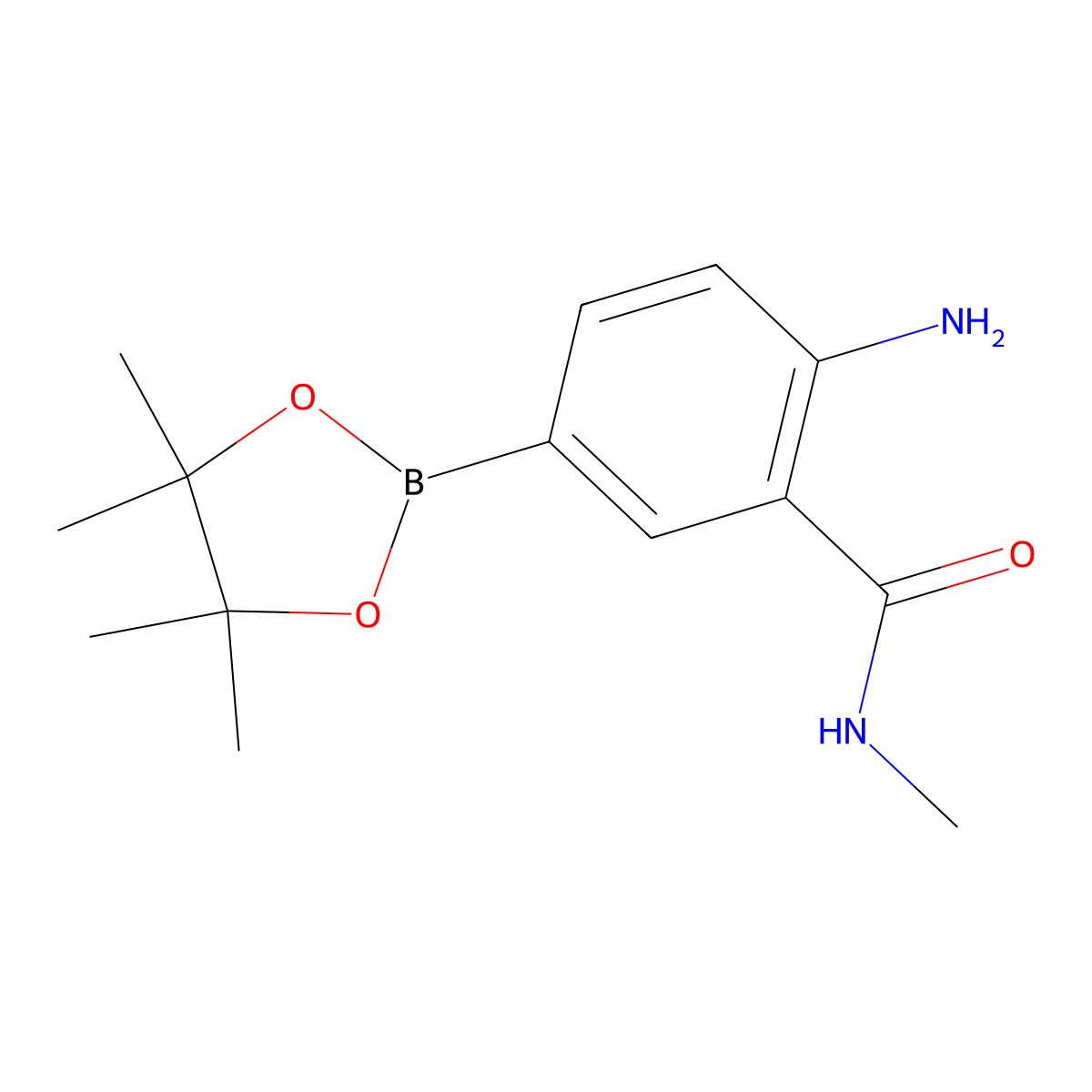 2-amino-N-methyl-5-(4,4,5,5-tetramethyl-1,3,2-dioxaborolan-2-yl)benzamide molecular structure, CAS 1374508-73-2