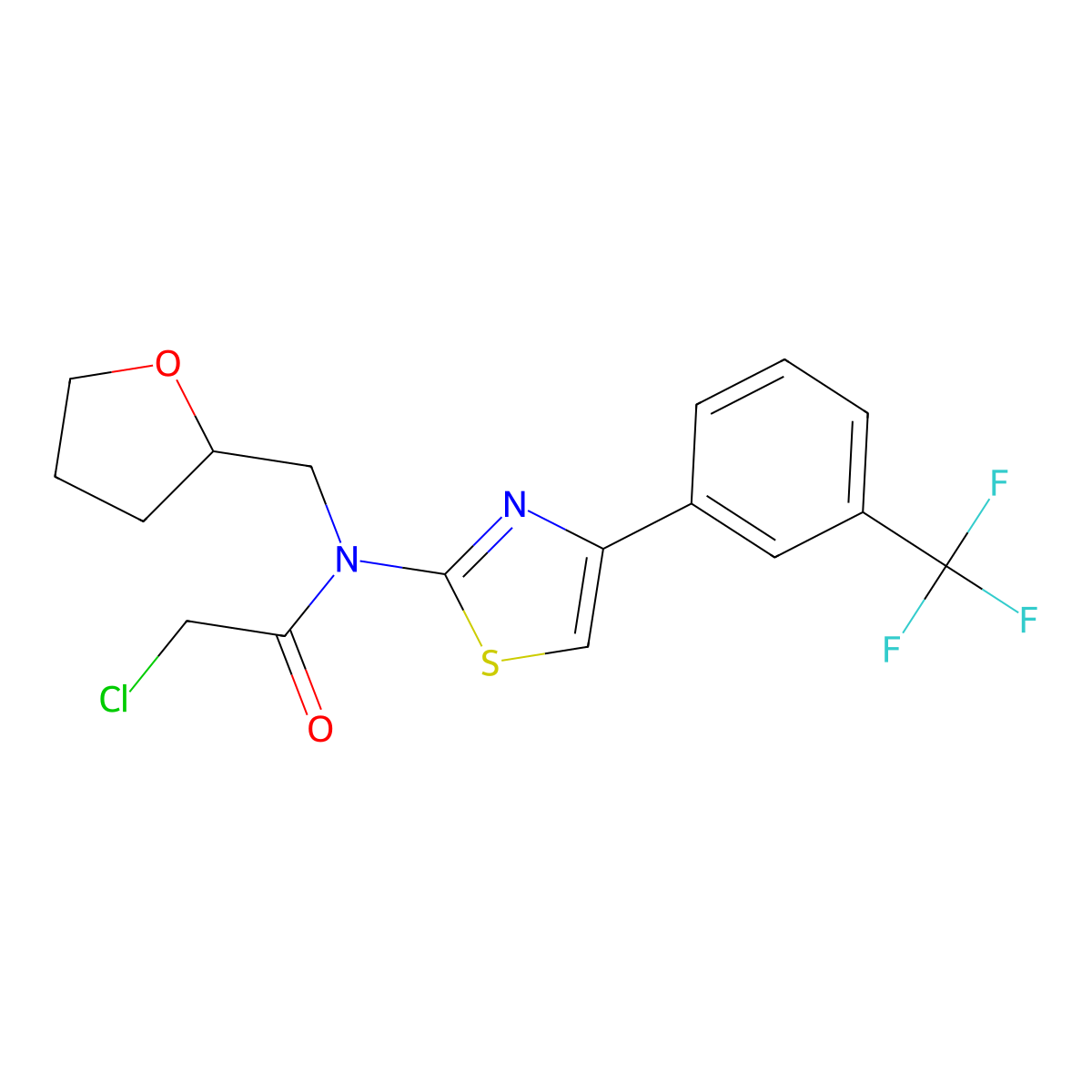 Acetamide, 2-chloro-N-[(tetrahydro-2-furanyl)methyl]-N-[4-[3-(trifluoromethyl)phenyl]-2-thiazolyl]- molecular structure, CAS 1374509-30-4