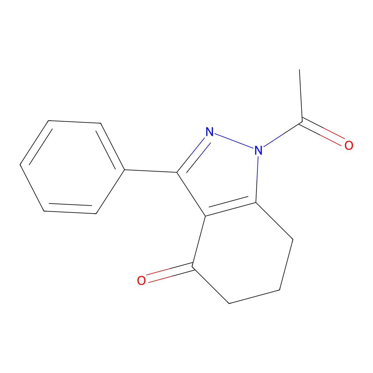 1-acetyl-3-phenyl-1,5,6,7-tetrahydro-4H-indazol-4-one molecular structure, CAS 1374509-31-5