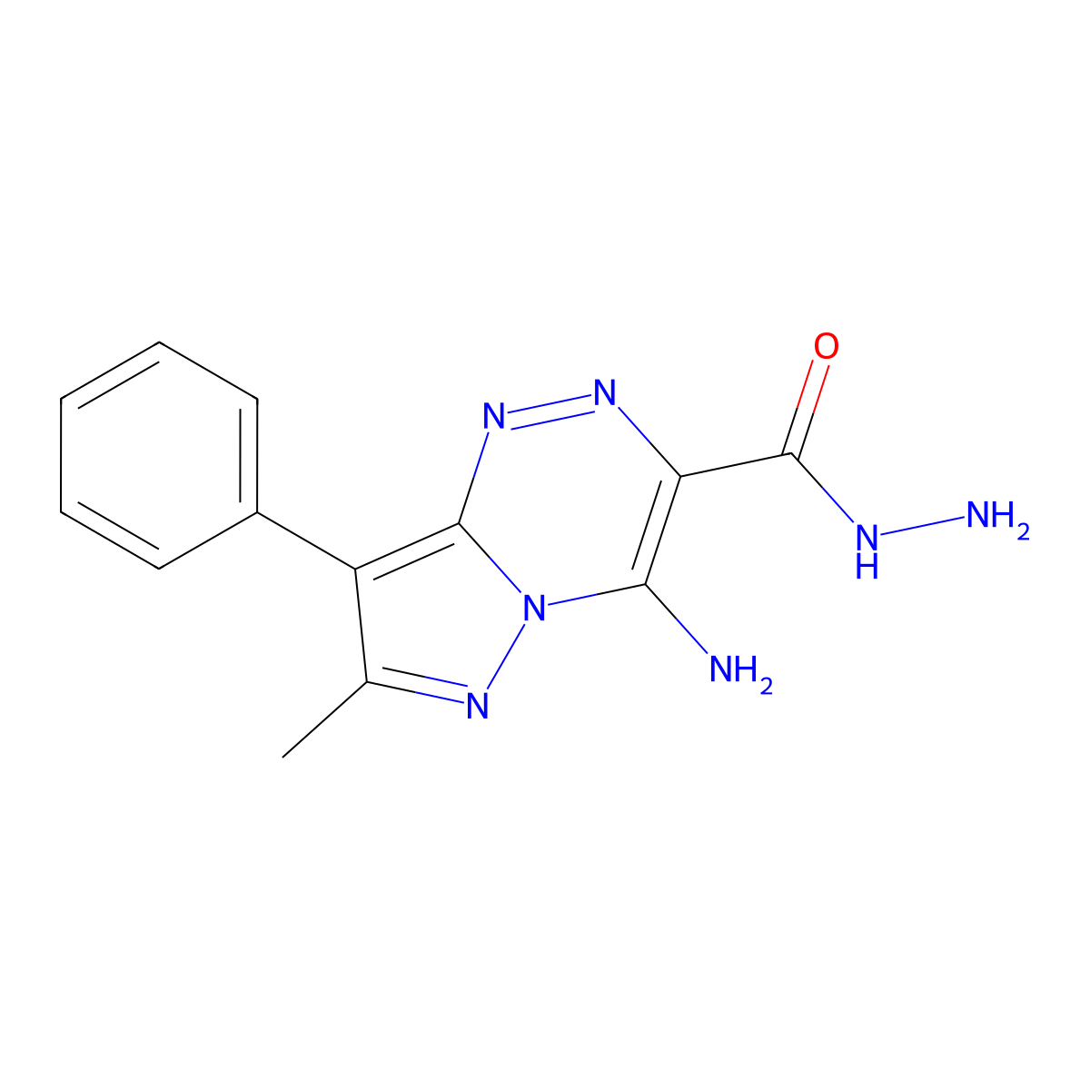 4-Amino-7-methyl-8-phenylpyrazolo[5,1-c][1,2,4]triazine-3-carbohydrazide molecular structure, CAS 1374509-33-7