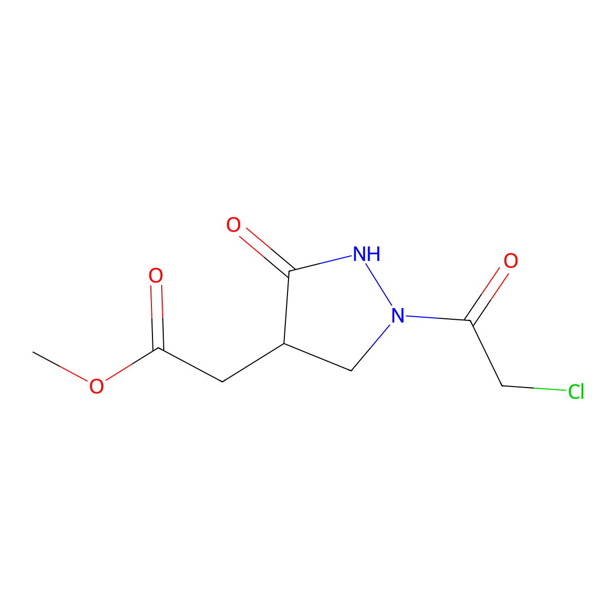 Methyl [1-(chloroacetyl)-3-oxopyrazolidin-4-yl]acetate molecular structure, CAS 1374509-38-2