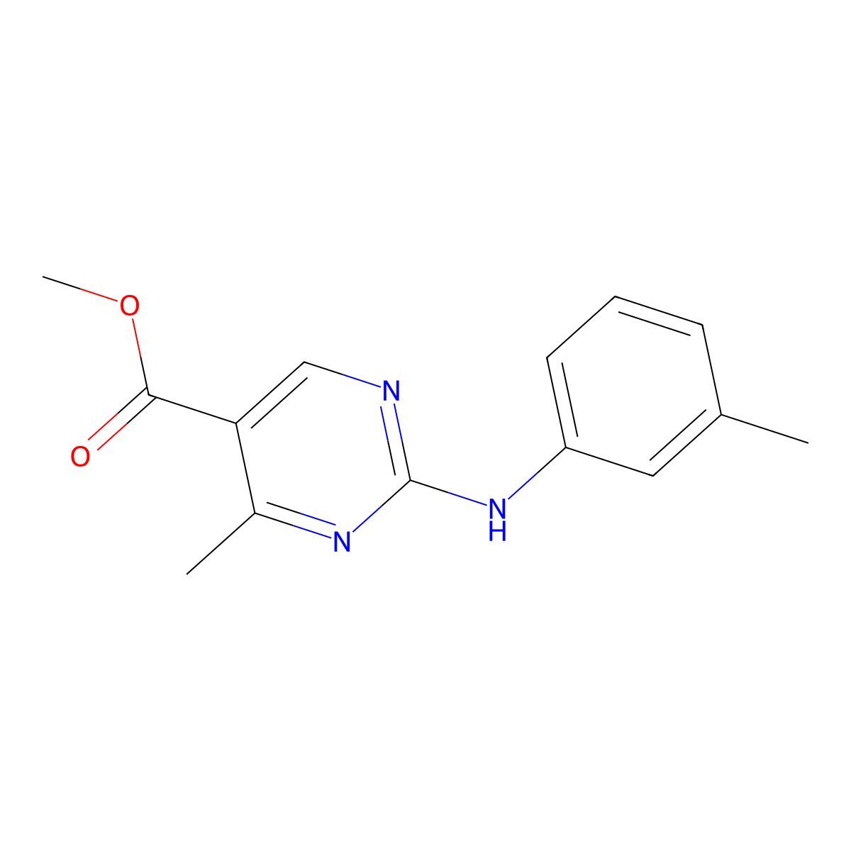 Methyl 4-methyl-2-[(3-methylphenyl)amino]pyrimidine-5-carboxylate molecular structure, CAS 1374509-41-7