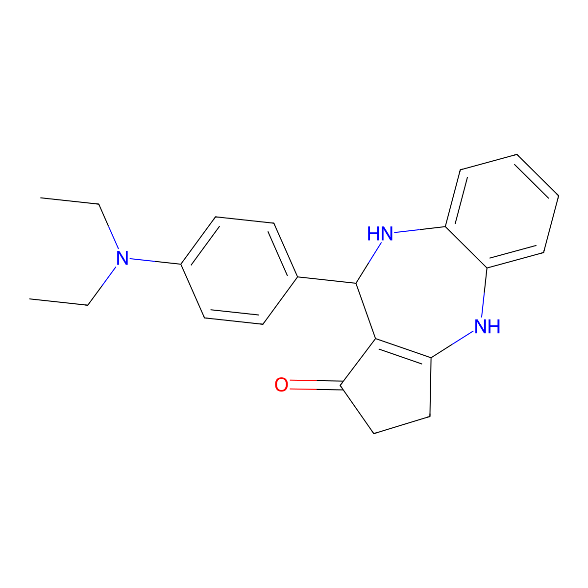 10-[4-(diethylamino)phenyl]-3,4,9,10-tetrahydrobenzo[b]cyclopenta[e][1,4]diazepin-1(2H)-one molecular structure, CAS 1374509-51-9
