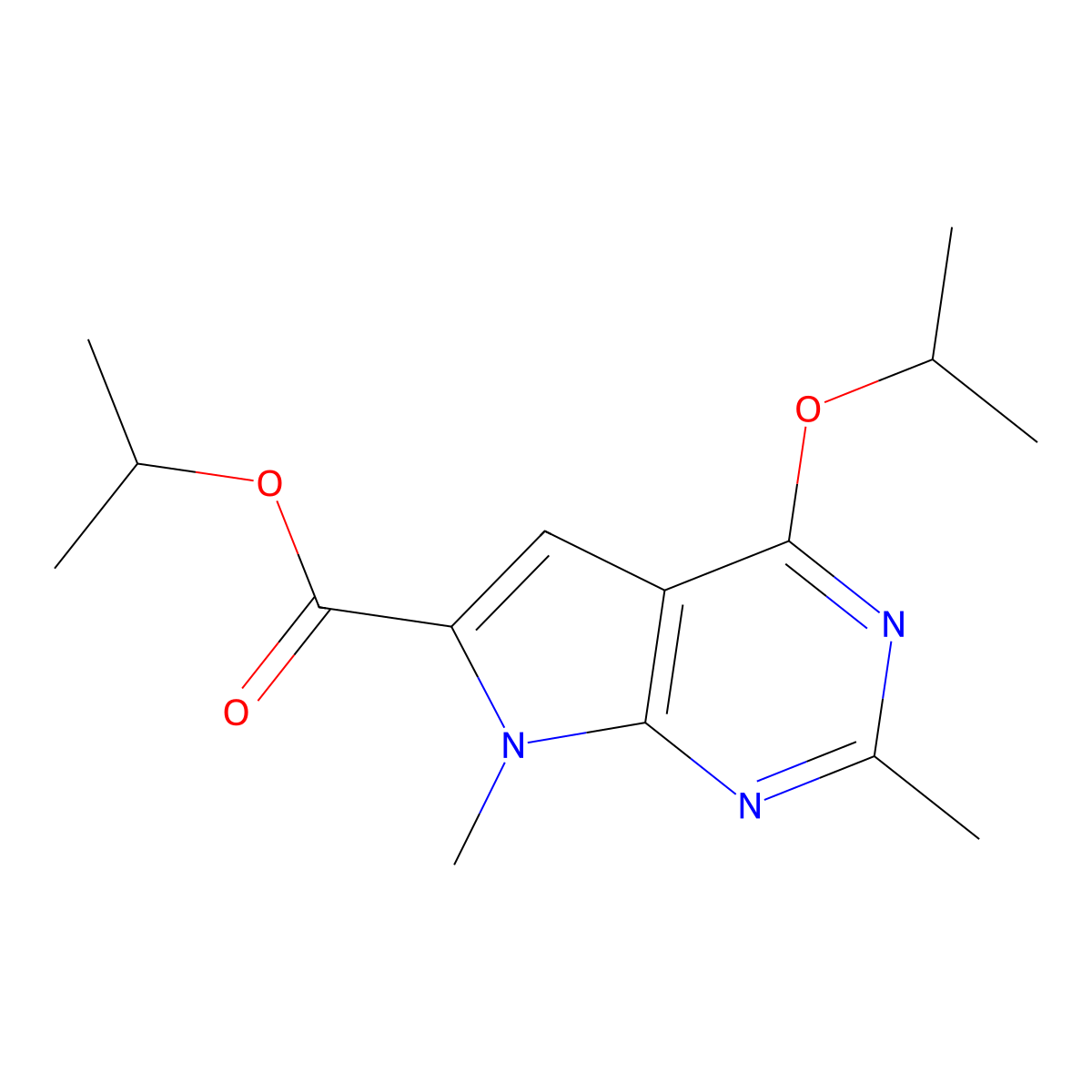 Isopropyl 4-isopropoxy-2,7-dimethyl-7H-pyrrolo[2,3-d]pyrimidine-6-carboxylate molecular structure, CAS 1374509-67-7