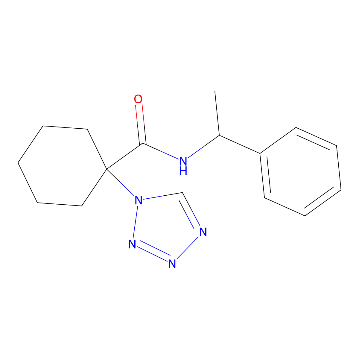 N-(1-phenylethyl)-1-(1H-tetrazol-1-yl)cyclohexanecarboxamide molecular structure, CAS 1374509-82-6