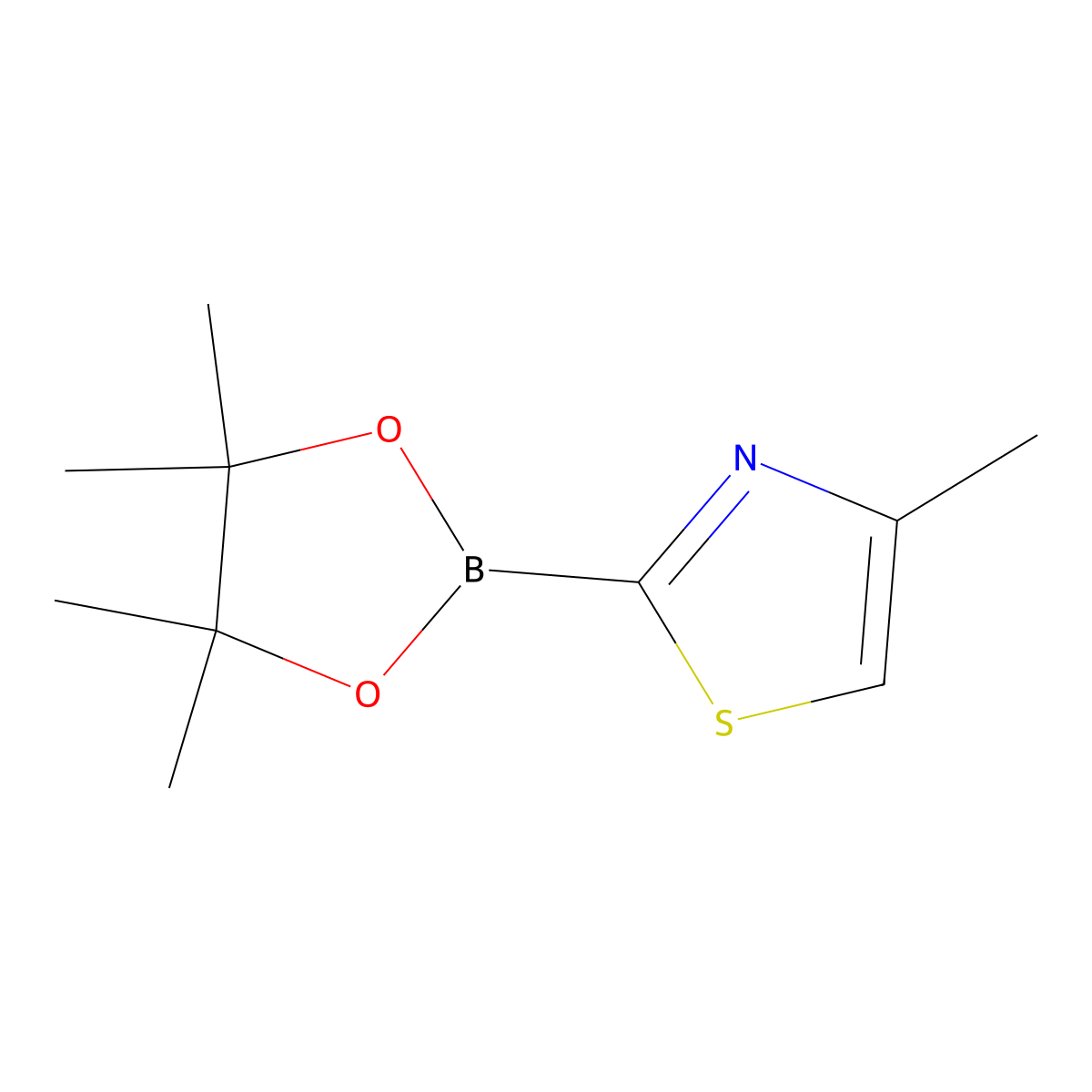 4-methyl-2-(4,4,5,5-tetramethyl-1,3,2-dioxaborolan-2-yl)Thiazole molecular structure, CAS 1374511-92-8