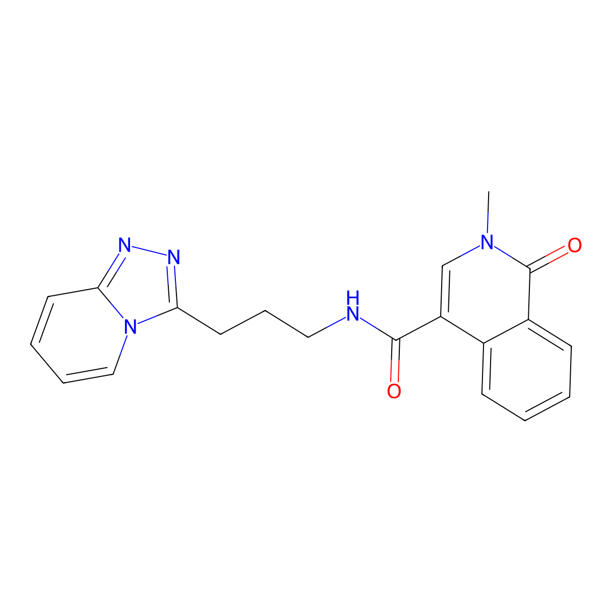 2-methyl-1-oxo-N-[3-([1,2,4]triazolo[4,3-a]pyridin-3-yl)propyl]-1,2-dihydroisoquinoline-4-carboxamide molecular structure, CAS 1374512-44-3