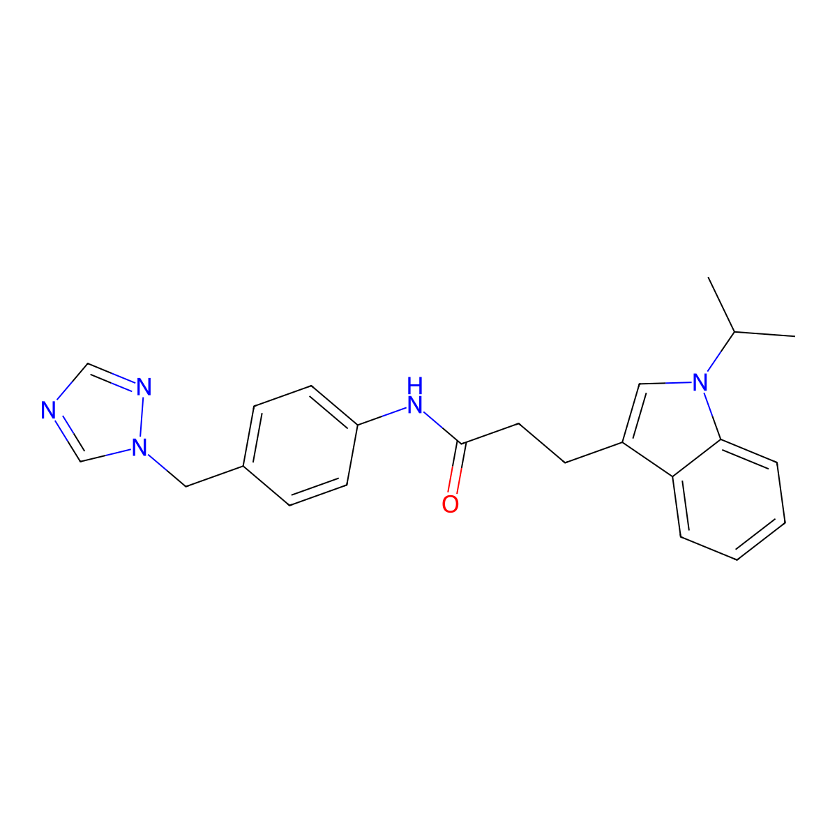 3-[1-(propan-2-yl)-1H-indol-3-yl]-N-[4-(1H-1,2,4-triazol-1-ylmethyl)phenyl]propanamide molecular structure, CAS 1374512-58-9