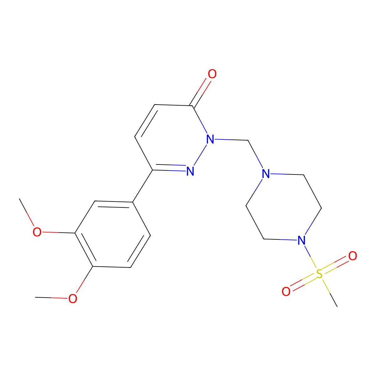 6-(3,4-dimethoxyphenyl)-2-{[4-(methylsulfonyl)piperazin-1-yl]methyl}pyridazin-3(2H)-one molecular structure, CAS 1374512-59-0
