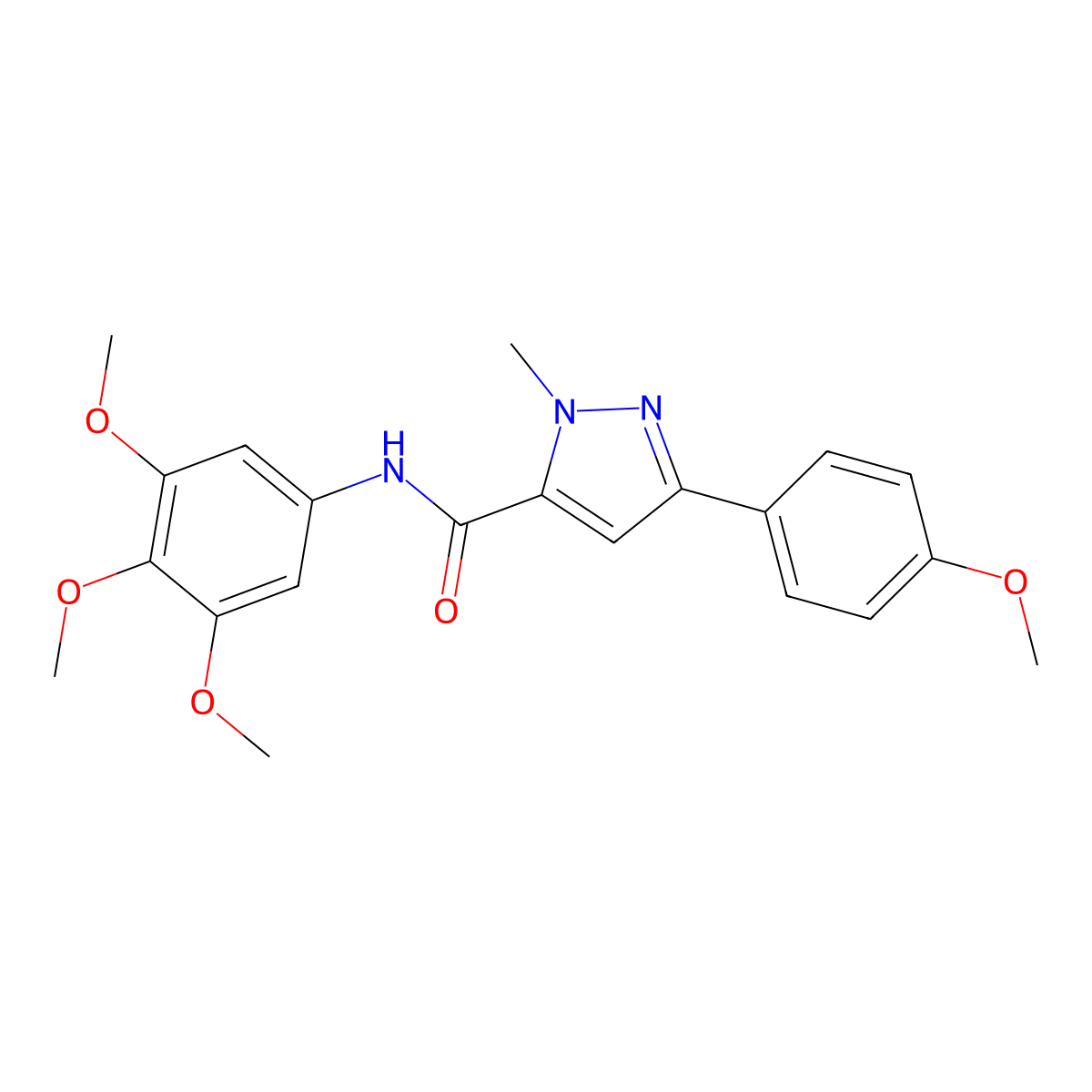 3-(4-methoxyphenyl)-1-methyl-N-(3,4,5-trimethoxyphenyl)-1H-pyrazole-5-carboxamide molecular structure, CAS 1374512-69-2