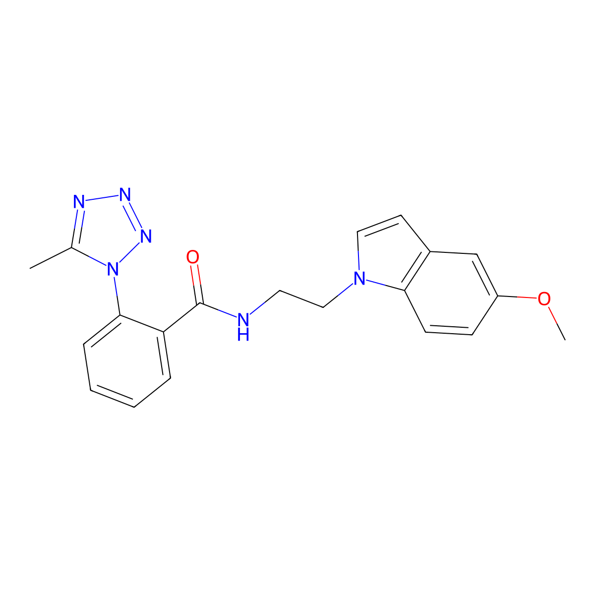 N-[2-(5-methoxy-1H-indol-1-yl)ethyl]-2-(5-methyl-1H-1,2,3,4-tetraazol-1-yl)benzamide molecular structure, CAS 1374512-83-0