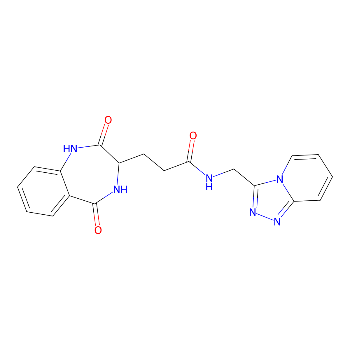3-(2,5-dioxo-2,3,4,5-tetrahydro-1H-1,4-benzodiazepin-3-yl)-N-([1,2,4]triazolo[4,3-a]pyridin-3-ylmethyl)propanamide molecular structure, CAS 1374512-86-3