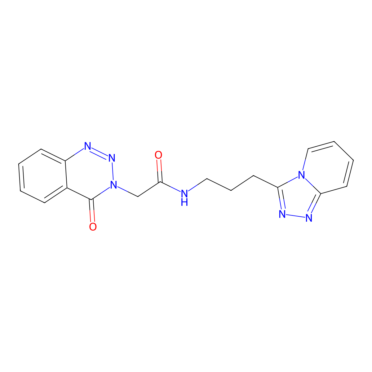 2-(4-oxo-1,2,3-benzotriazin-3(4H)-yl)-N-[3-([1,2,4]triazolo[4,3-a]pyridin-3-yl)propyl]acetamide molecular structure, CAS 1374512-93-2