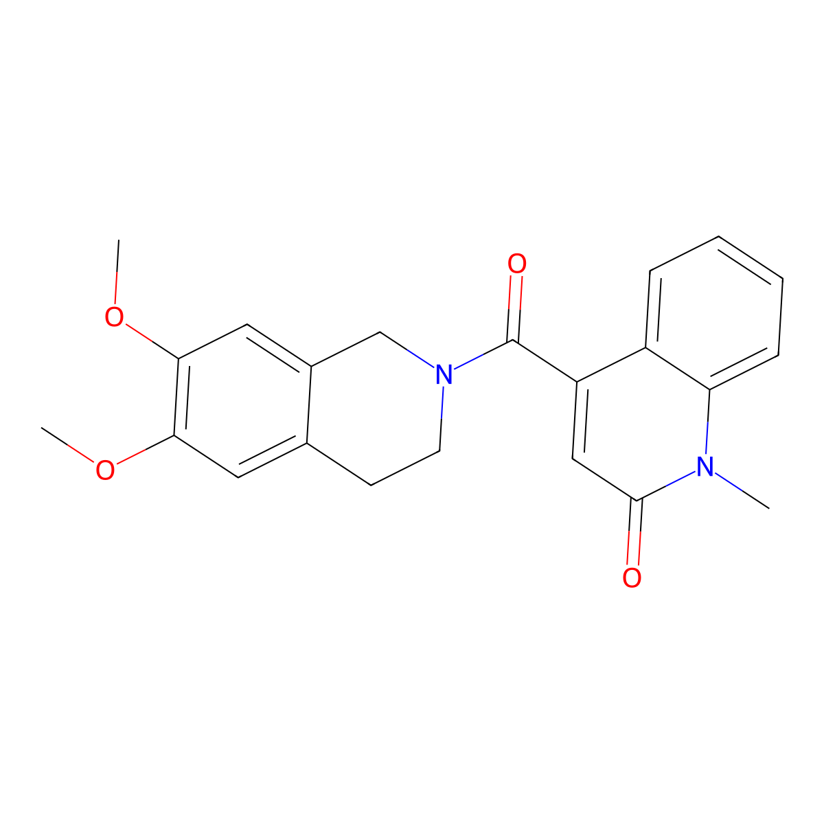 4-[(6,7-dimethoxy-3,4-dihydroisoquinolin-2(1H)-yl)carbonyl]-1-methylquinolin-2(1H)-one molecular structure, CAS 1374512-99-8