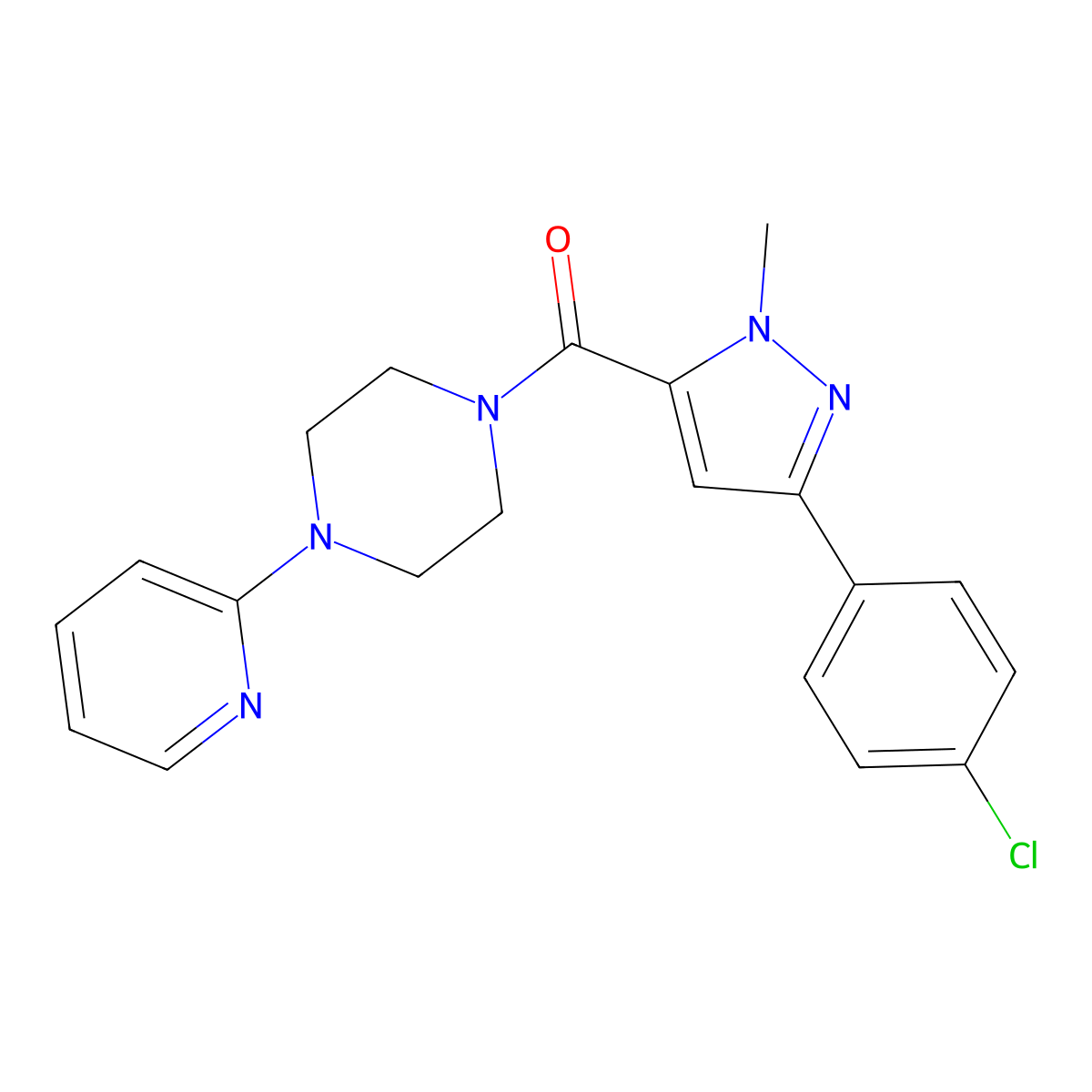 [3-(4-chlorophenyl)-1-methyl-1H-pyrazol-5-yl][4-(2-pyridyl)piperazino]methanone molecular structure, CAS 1374513-17-3
