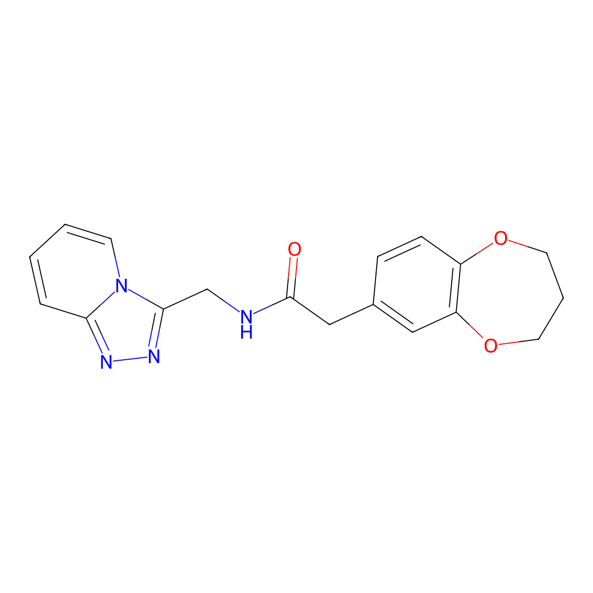 2-(3,4-dihydro-2H-1,5-benzodioxepin-7-yl)-N-([1,2,4]triazolo[4,3-a]pyridin-3-ylmethyl)acetamide molecular structure, CAS 1374513-35-5