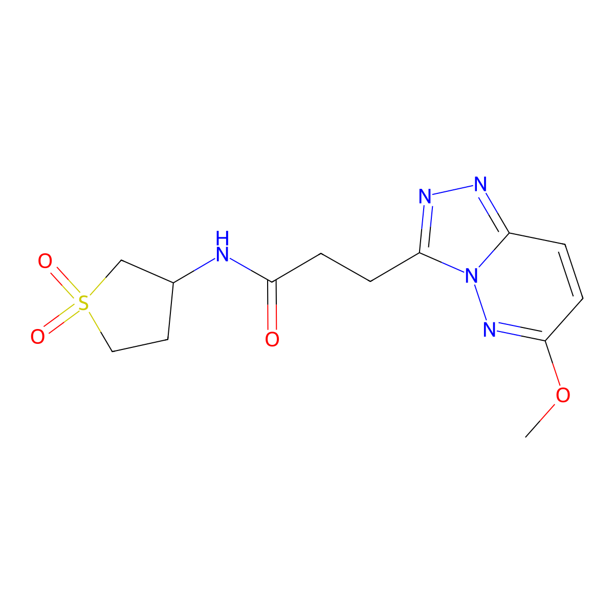 N-(1,1-dioxidotetrahydrothiophen-3-yl)-3-(6-methoxy-[1,2,4]triazolo[4,3-b]pyridazin-3-yl)propanamide molecular structure, CAS 1374513-56-0