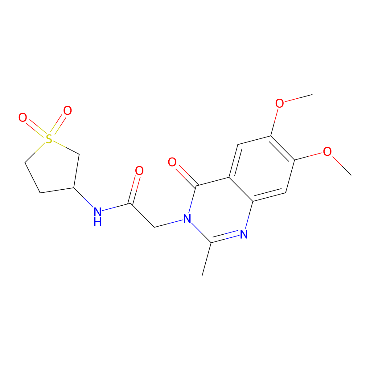 2-(6,7-dimethoxy-2-methyl-4-oxoquinazolin-3(4H)-yl)-N-(1,1-dioxidotetrahydrothiophen-3-yl)acetamide molecular structure, CAS 1374513-71-9