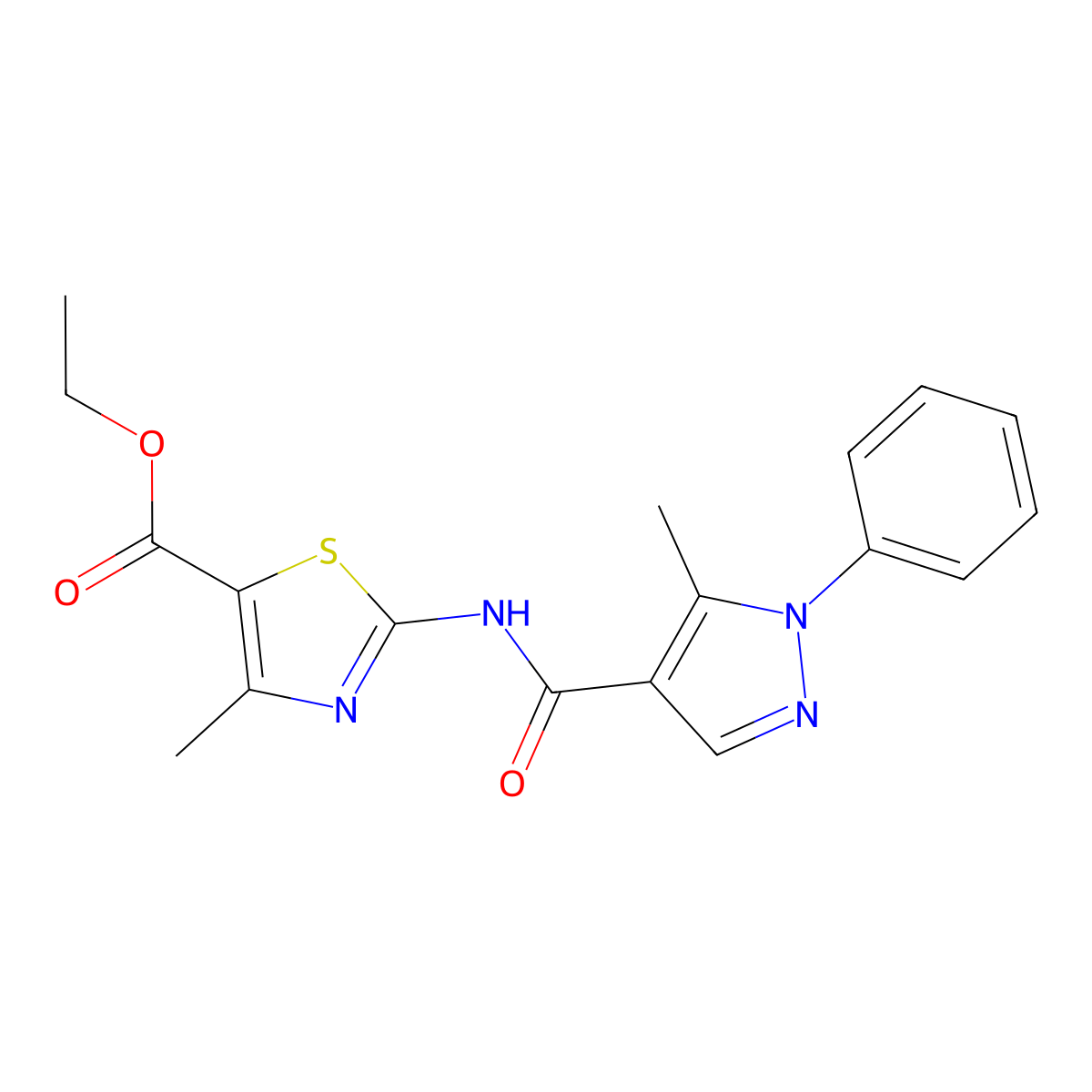 ethyl 4-methyl-2-{[(5-methyl-1-phenyl-1H-pyrazol-4-yl)carbonyl]amino}-1,3-thiazole-5-carboxylate molecular structure, CAS 1374513-72-0
